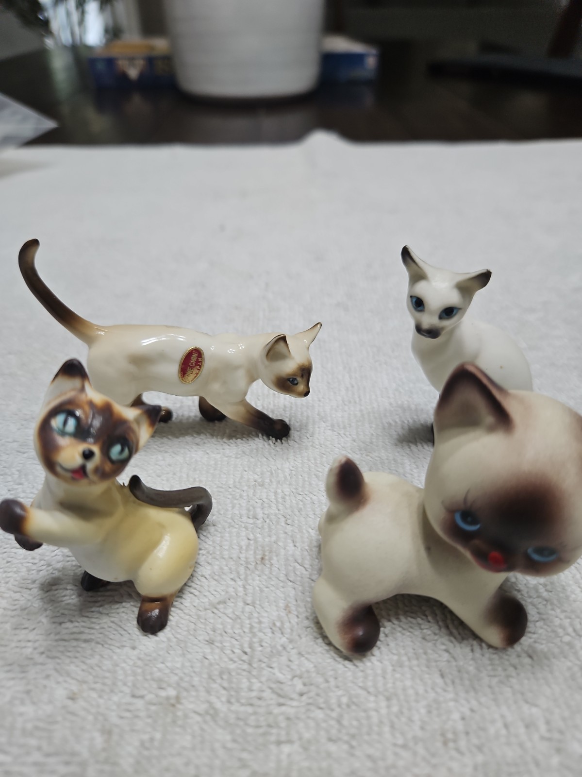 Vintage Bone China Siamese Cat Figurines Set of 4 Collectible Cat Decor 27a