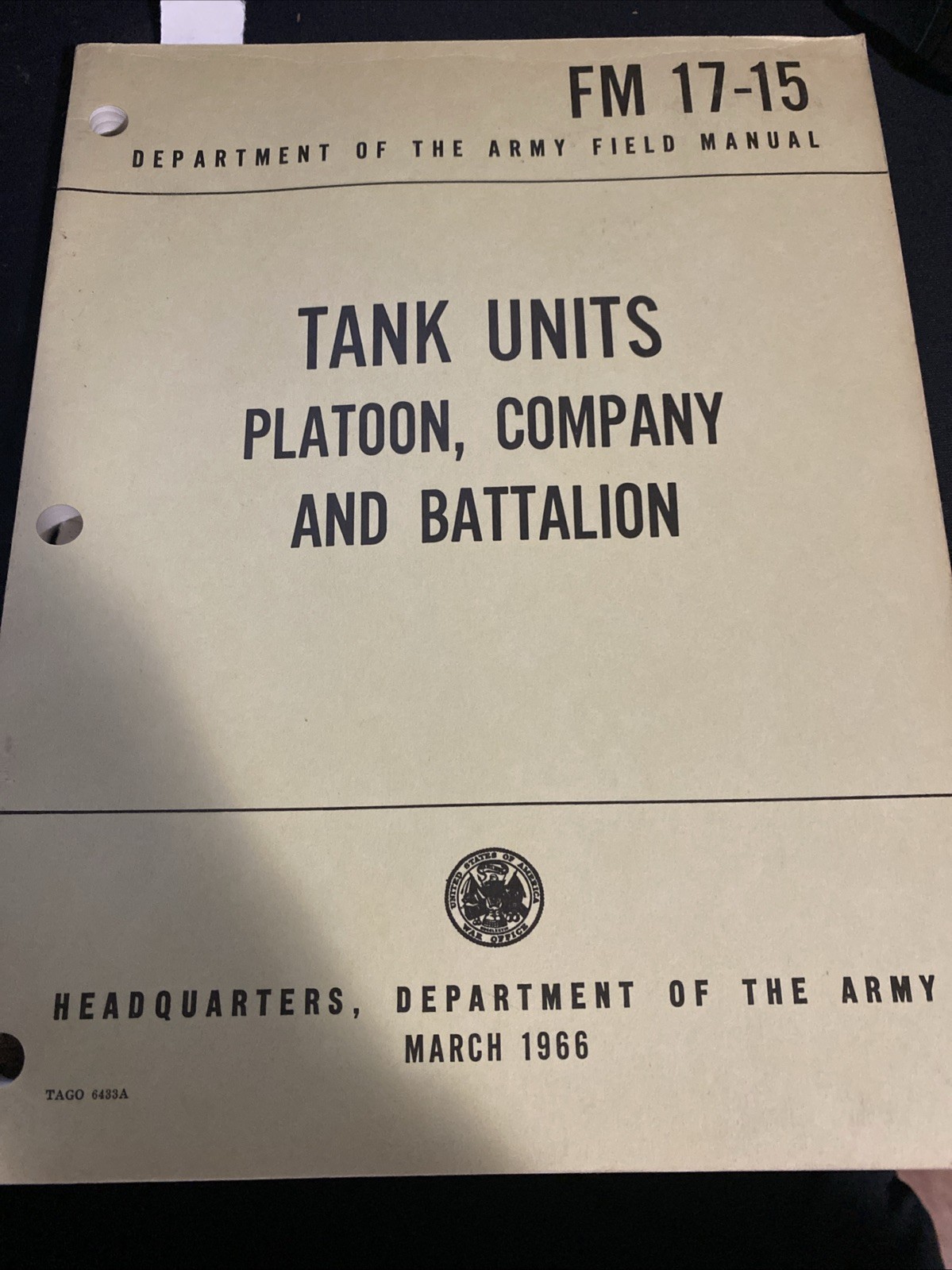 1966 Tank Units Platoon, Company and Battalion Army Field Manual