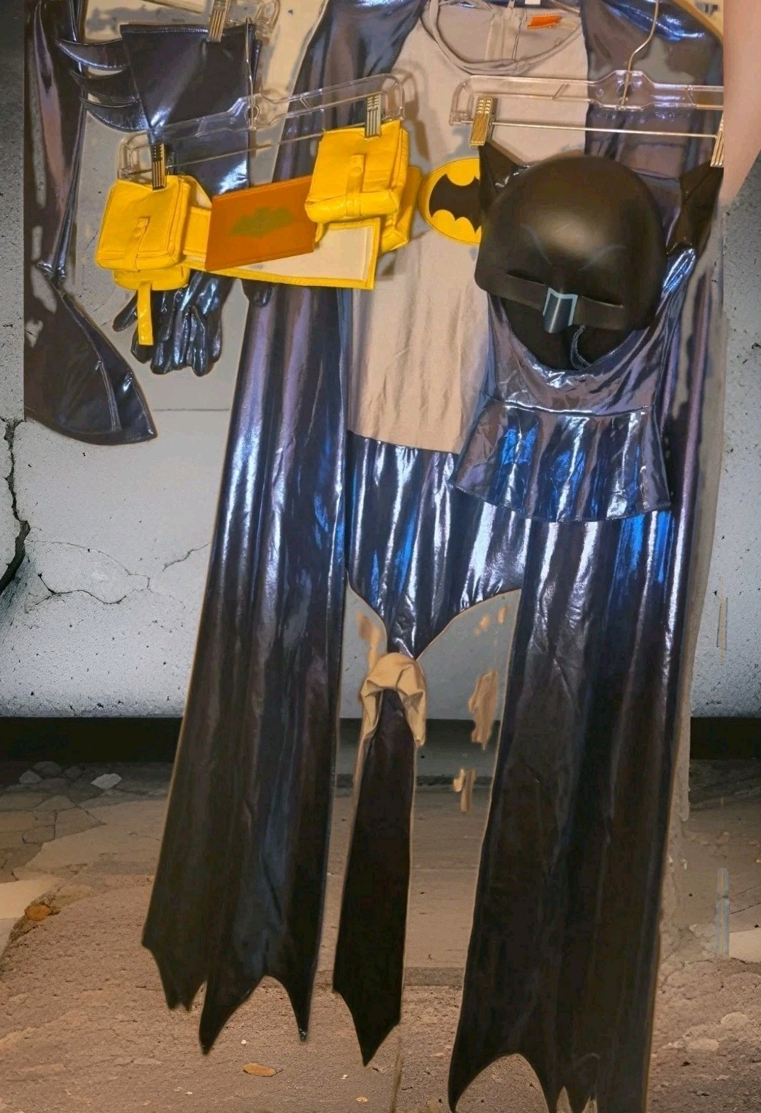 C. 1966 Batman Halloween 9 Pc Costume from Batman and Robin TV Series Large HTF C. 1966 Batman Halloween 9 Pc Costume from Batman and Robin TV Series Large HTF