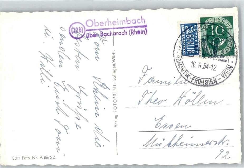 55413 W6531 Oberheimbach near Bingen am Rhein - state postmark Niederheimb... - 51