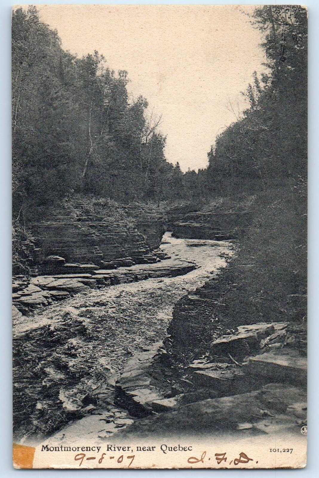 c1905 Quebec City QC Canada Vintage Postcard Montmorency River Semi Aerial View