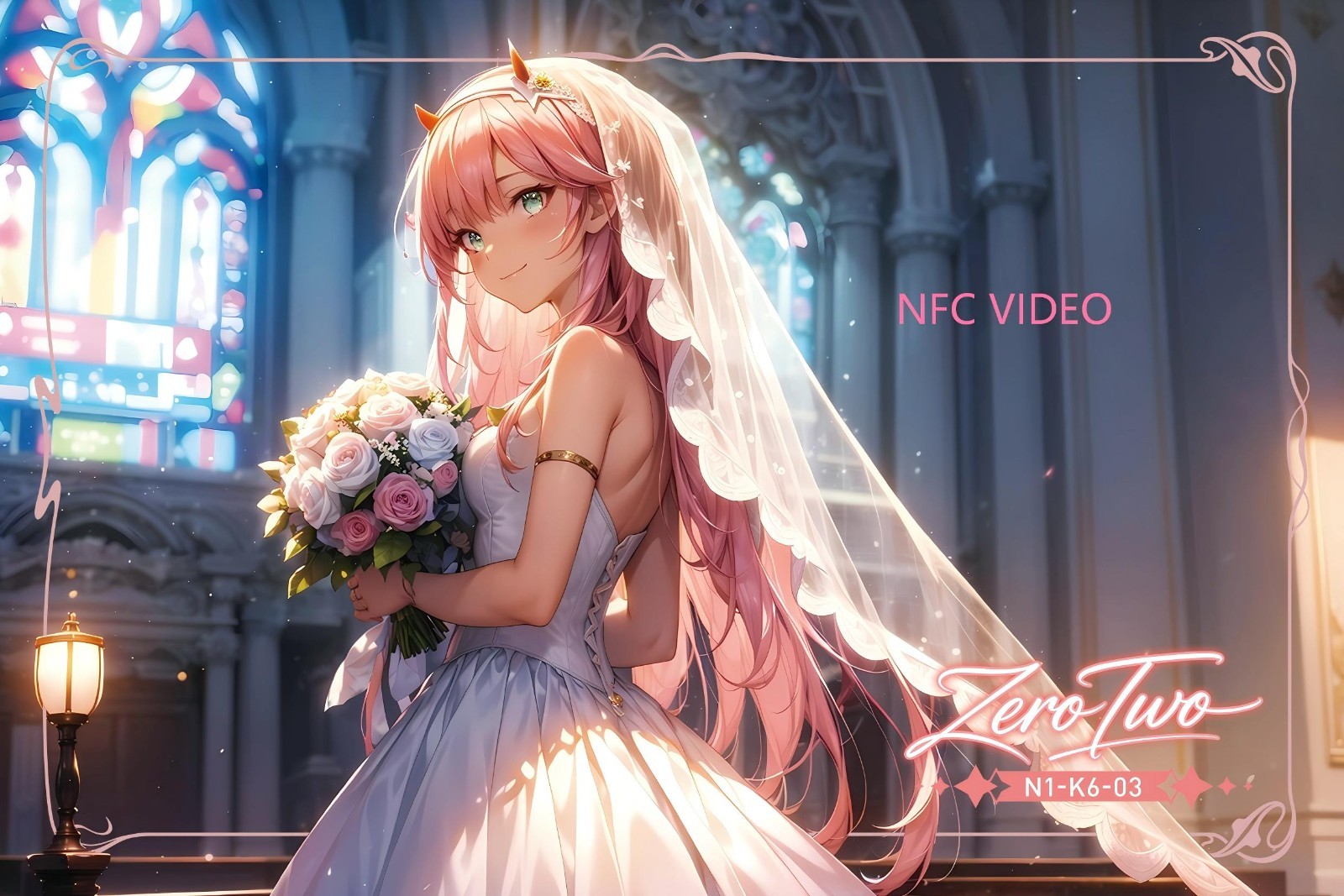 Zero Two Anime Waifu Card With NFC Chip A5 Holographic Collectible N1-K6-04 Zero Two Anime Waifu Card With NFC Chip A5 Holographic Collectible N1-K6-04