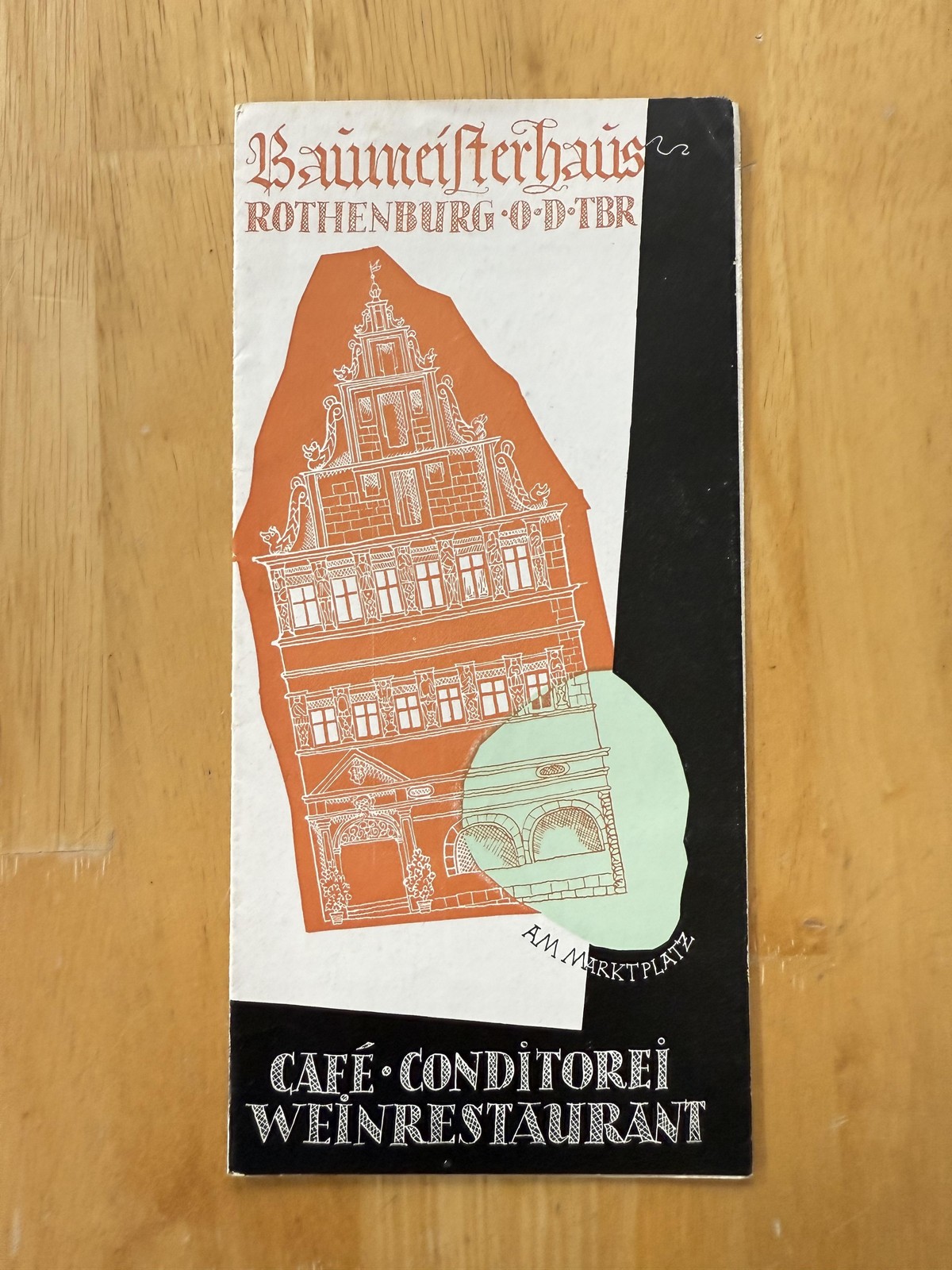 Vintage Baumeisterhaus Rothenburg Tauber Germany Cafe Restaurant Travel Brochure