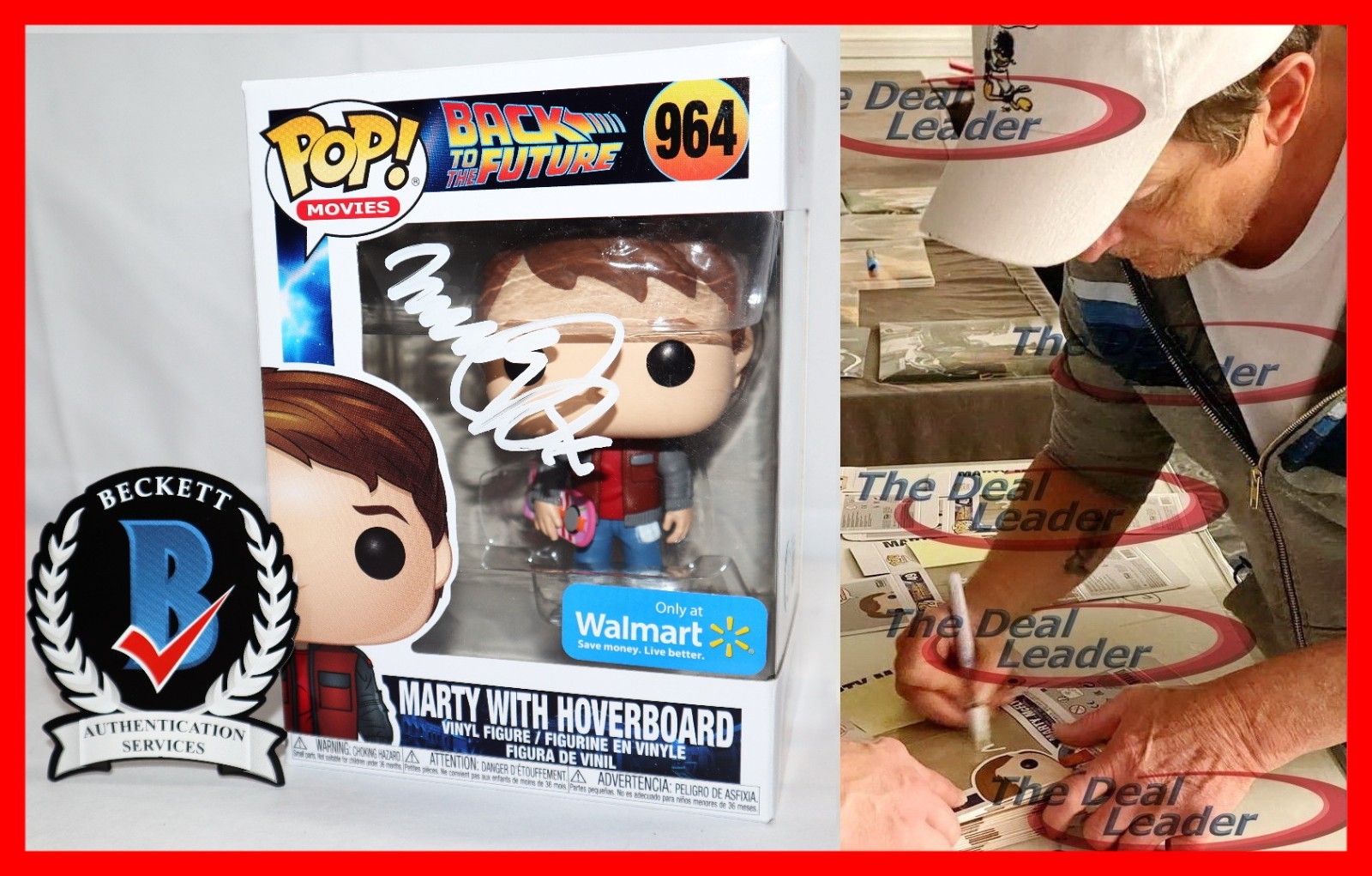 Michael J Fox Signed Marty Hoverboard Back To The Future 964 Funko POP Beckett