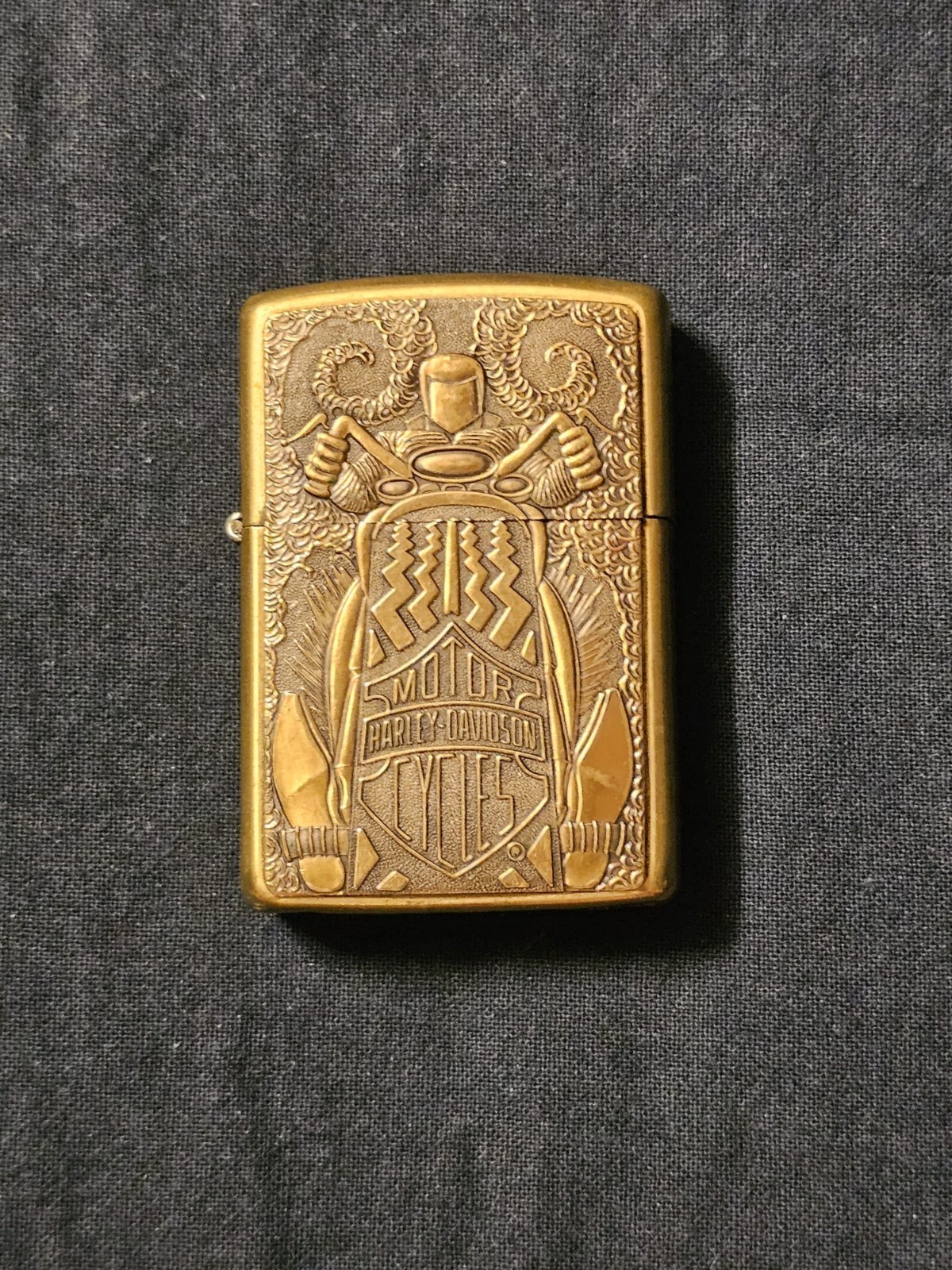 VTG RARE 1995 BRASS ZIPPO BARRETT SMYTHE HARLEY DAVIDSON HD \
