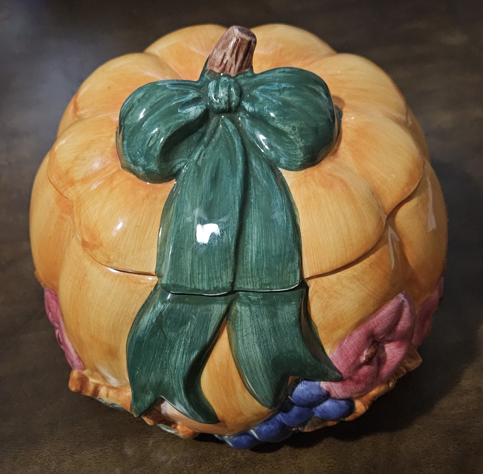 Vintage 1996 Cracker Barrel Ceramic Pumpkin Soup Tureen Thanksgiving Fall
