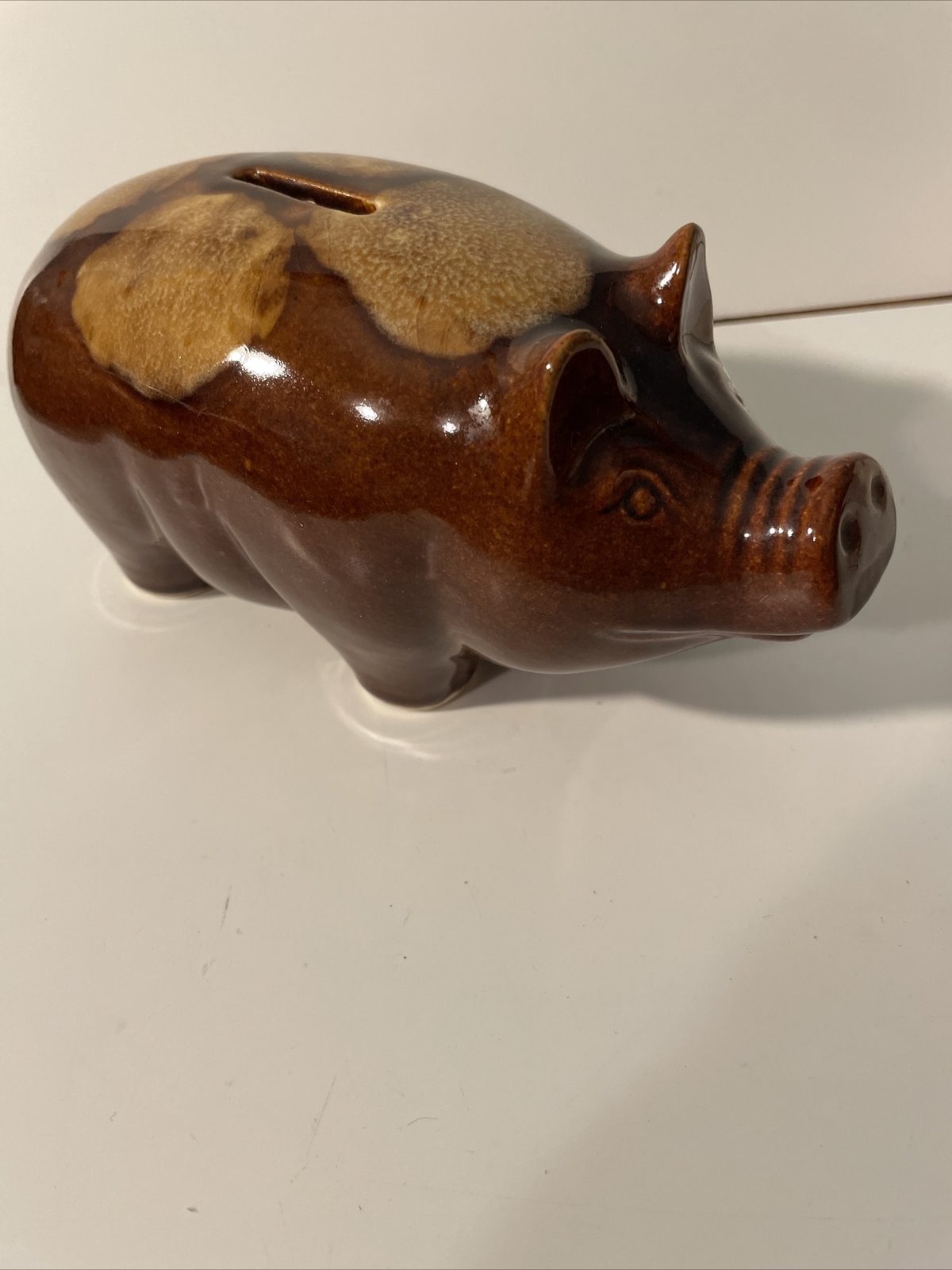vintage piggy bank brown pig Ceramic Glazed