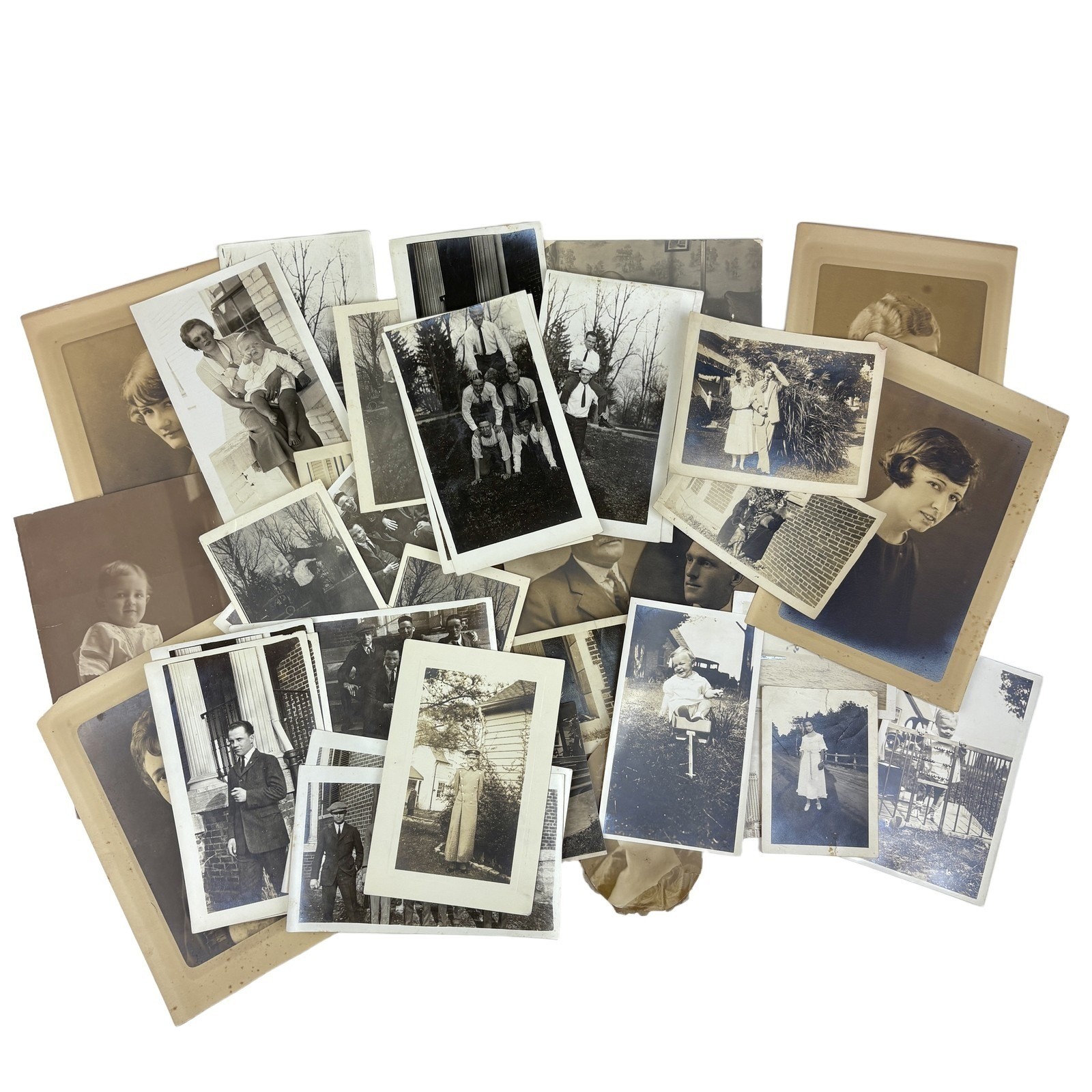 40 Antique 1910s-1930s Photographs Pre-WWII Americana College Family Babies Lot