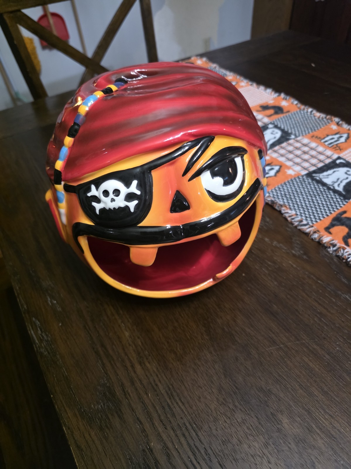 Member's Mark Halloween Ceramic Pirate Candy Bowl New