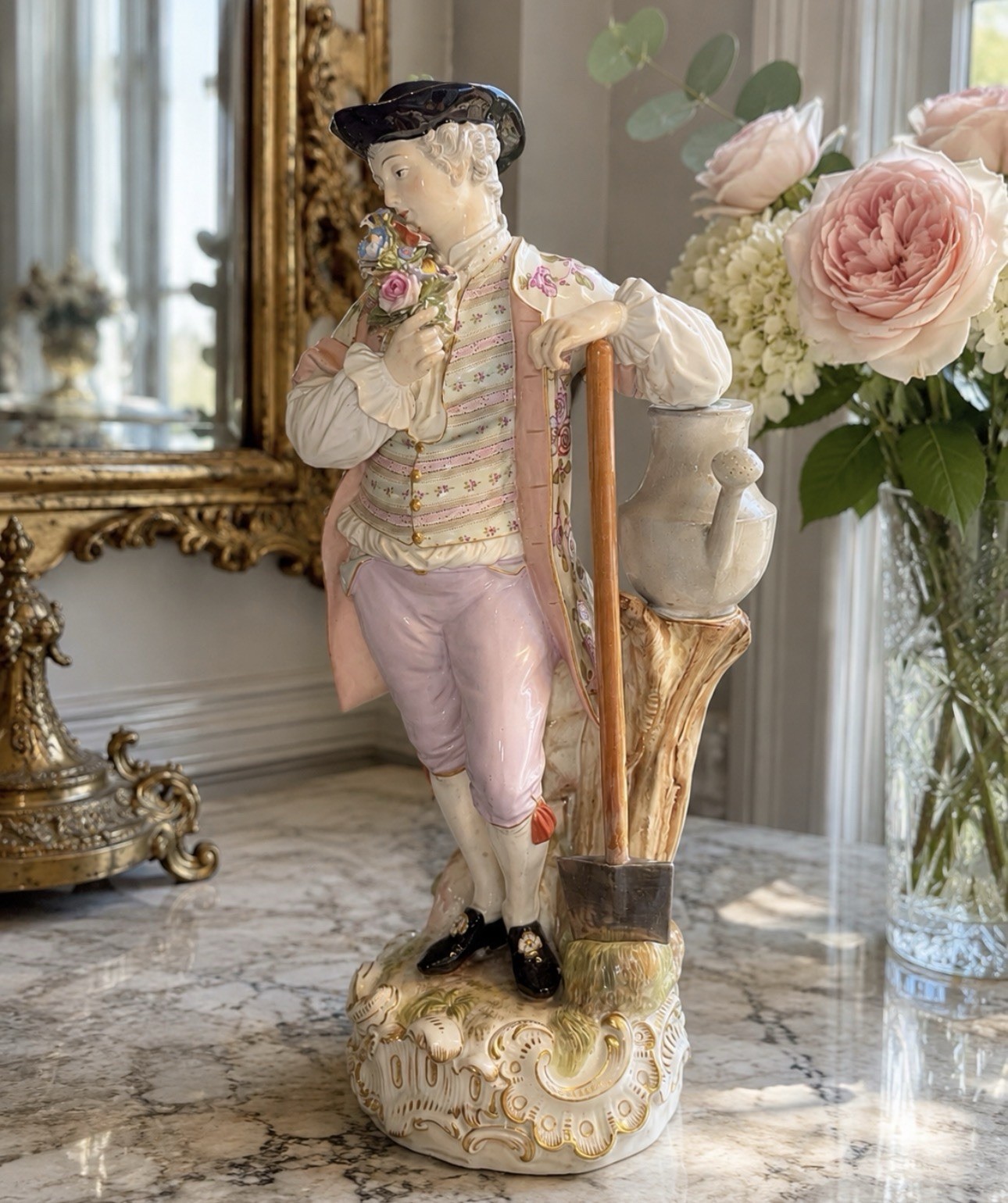 Antique Meissen Porcelain Gardener Figurine G106 34.9cm / 13.75” Large Germany