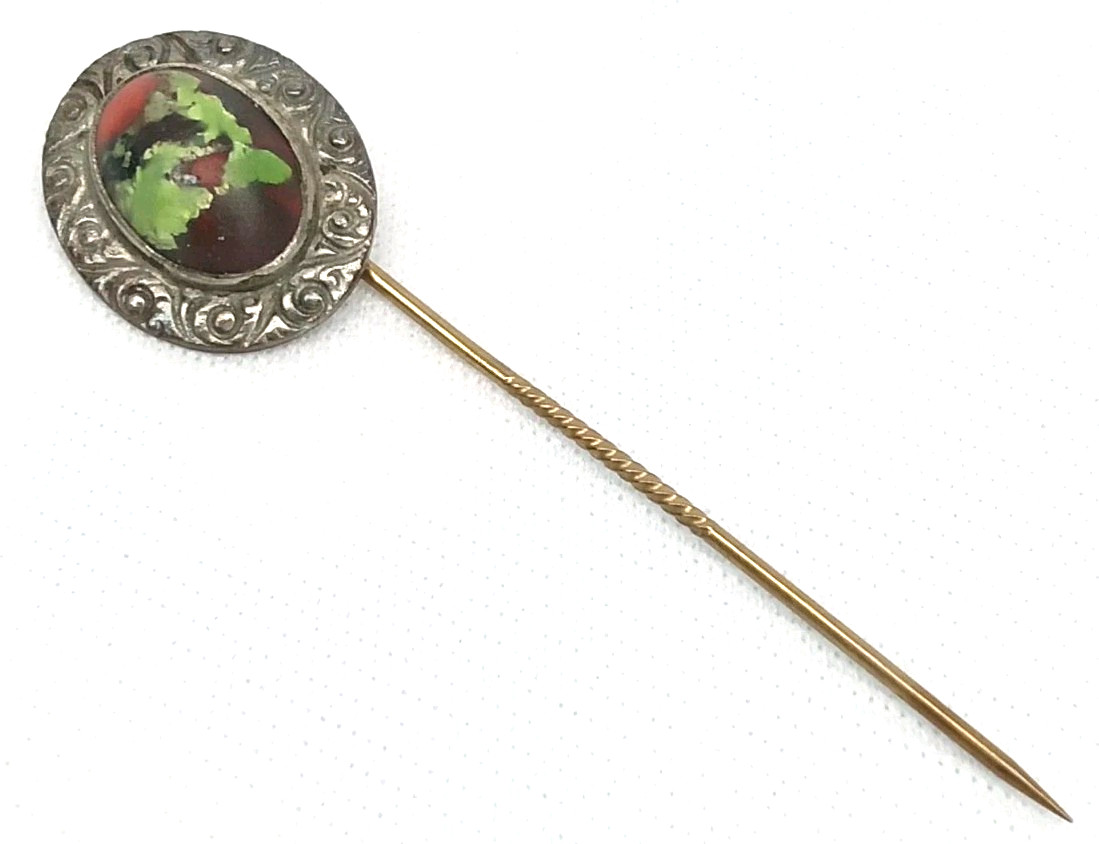 Antique 1920s Hat Pin Victorian Revival Mosaic Filigree Metal New Arrival