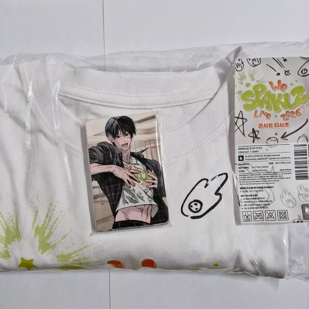 2026 Lezhin SPAKLZ Pop-Up White T-Shirt Korea Webtoon Official MD