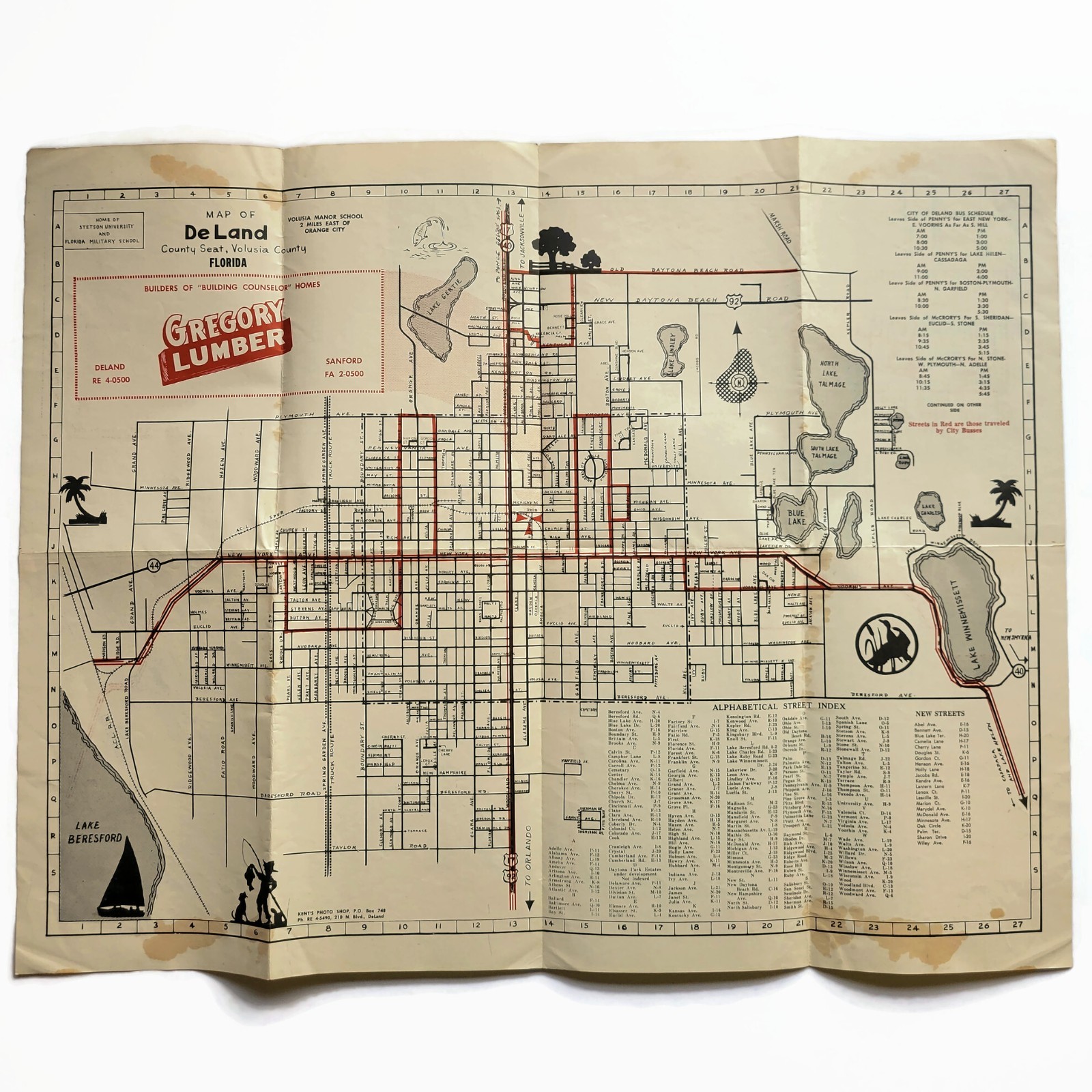 Vintage 1950s DeLand Volusia County Florida Map Fresh Water Fishing Spots Mailer Vintage 1950s DeLand Volusia County Florida Map Fresh Water Fishing Spots Mailer