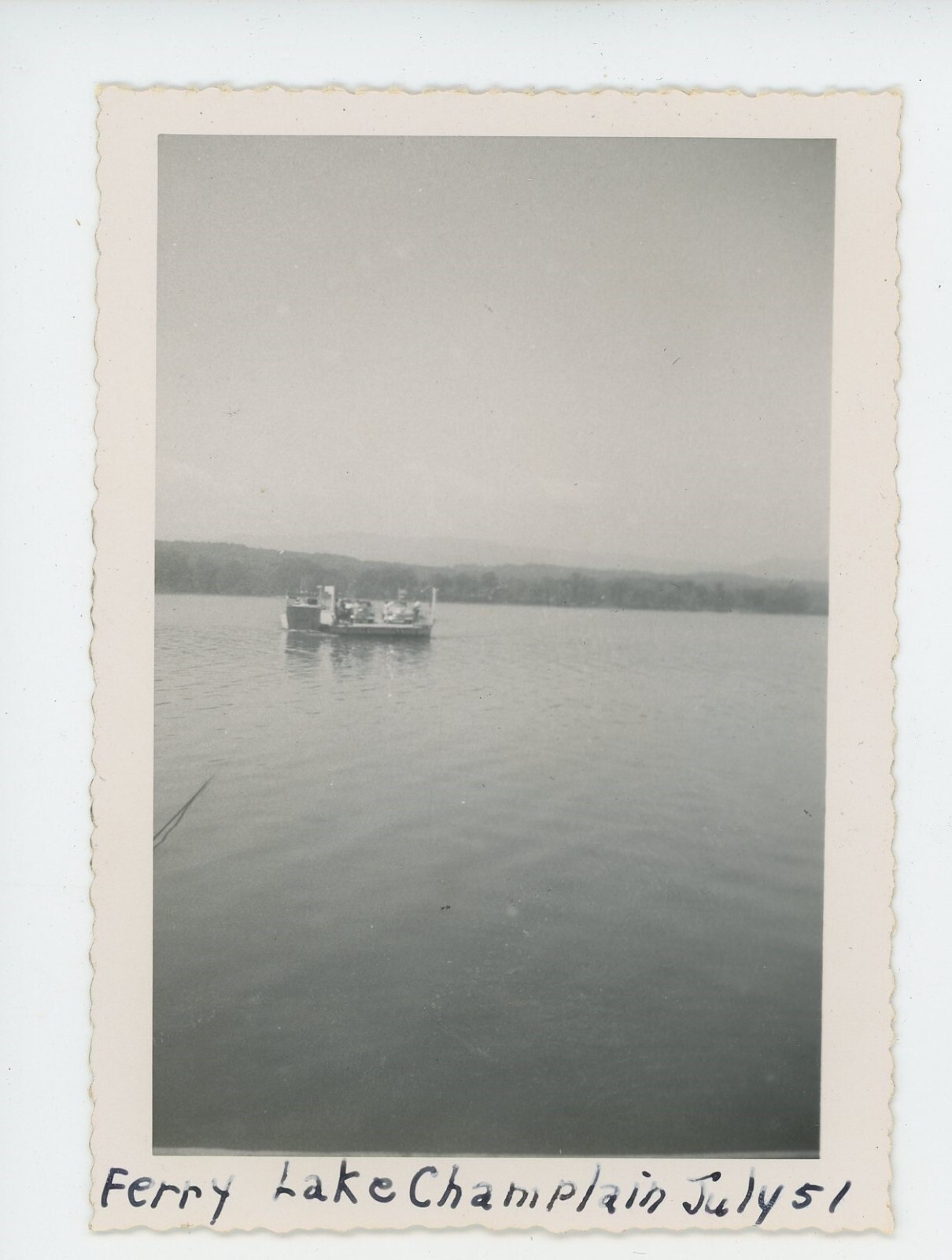 Vintage Photo Historic Ferry Water Adirondack Mountains Lake Champlain NY 1951