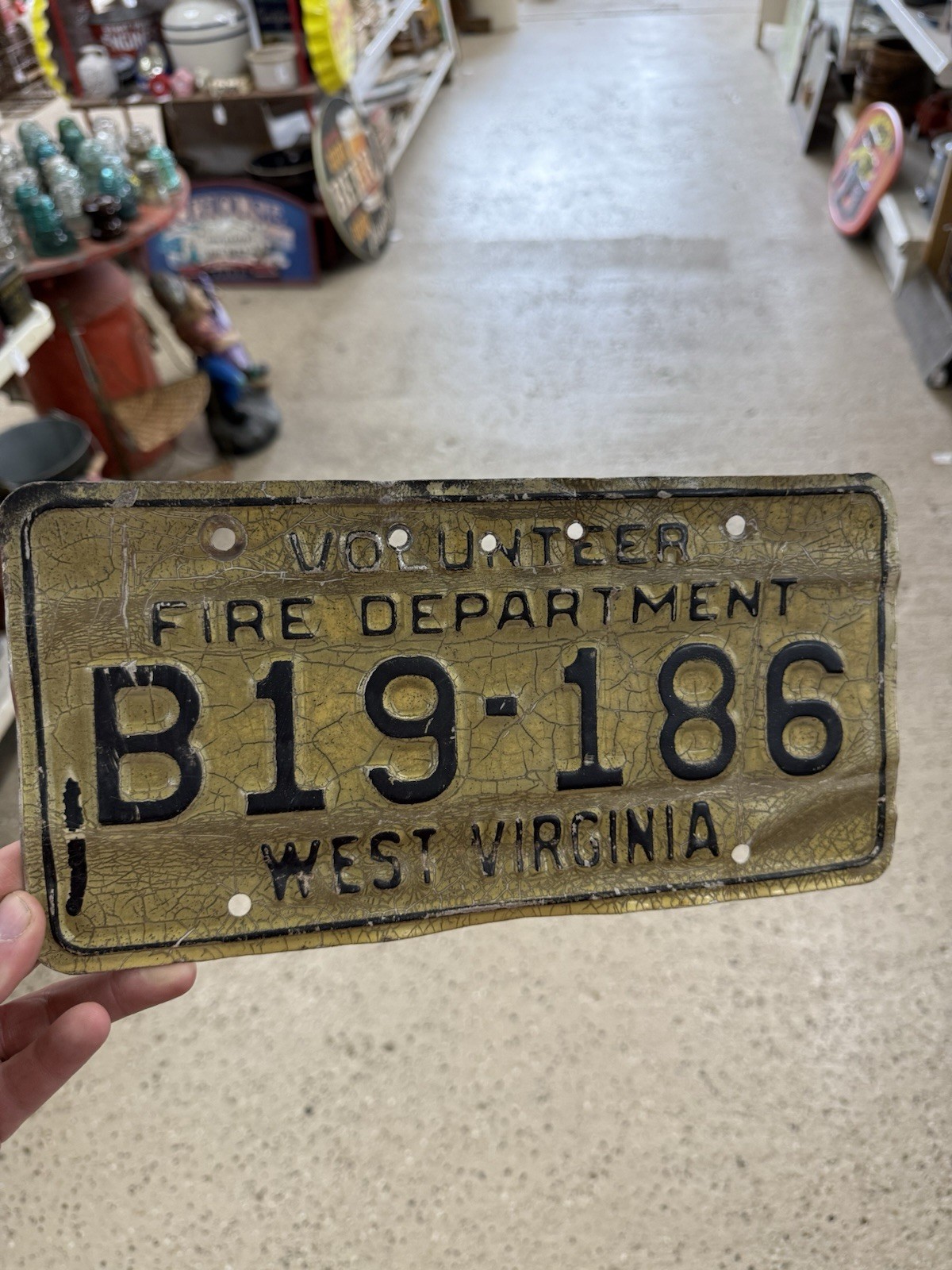 Vintage West Virginia WV Volunteer Fire Department License Plate HTF Nice