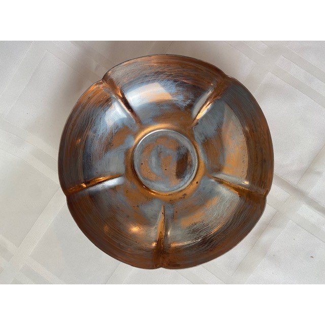 Vintage Manzoni Boston Hand Wrought Copper Scalloped Bowl 855 Patinated 6.75 in