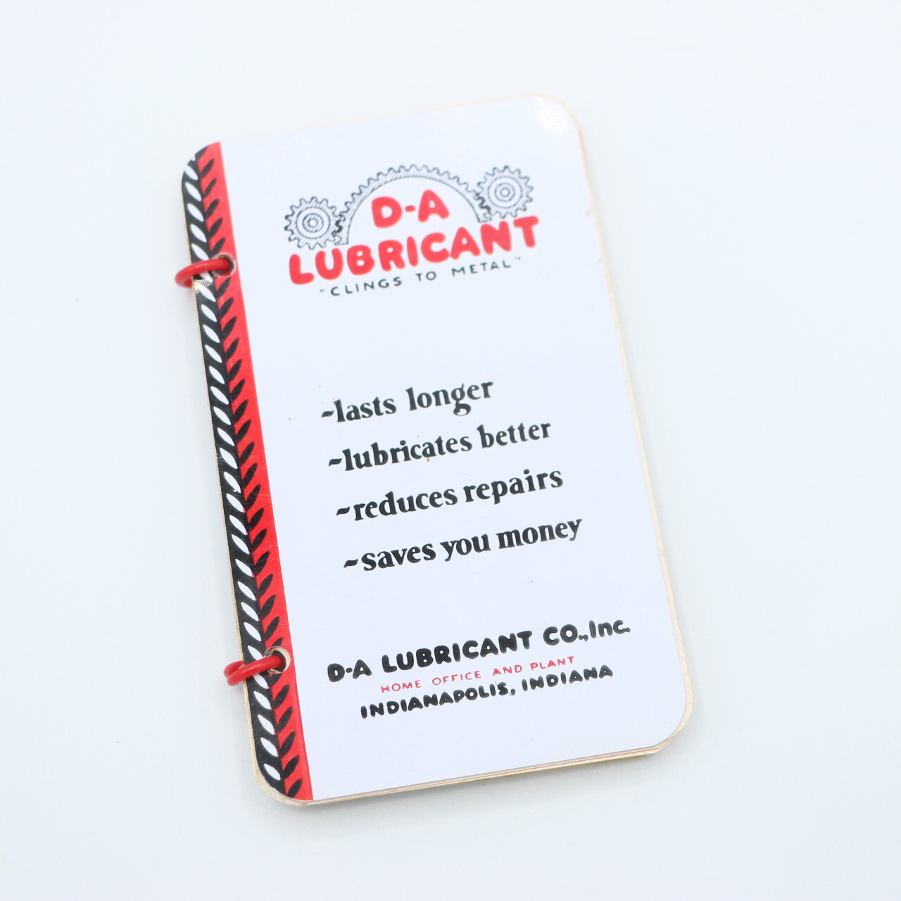 1959 D-A Lubricant Indiana Advertising Calendar Notepad Oil Recomendations 
