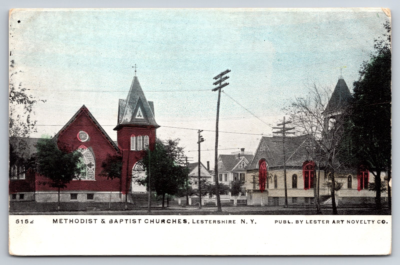 Lestershire New York Methodist & Baptist Church Postcard