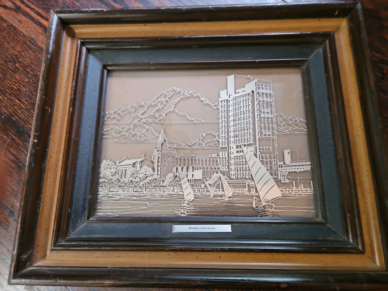 Boston University  Picture Sterling Silver Silhouette Ressler Franklin Mint Lmtd