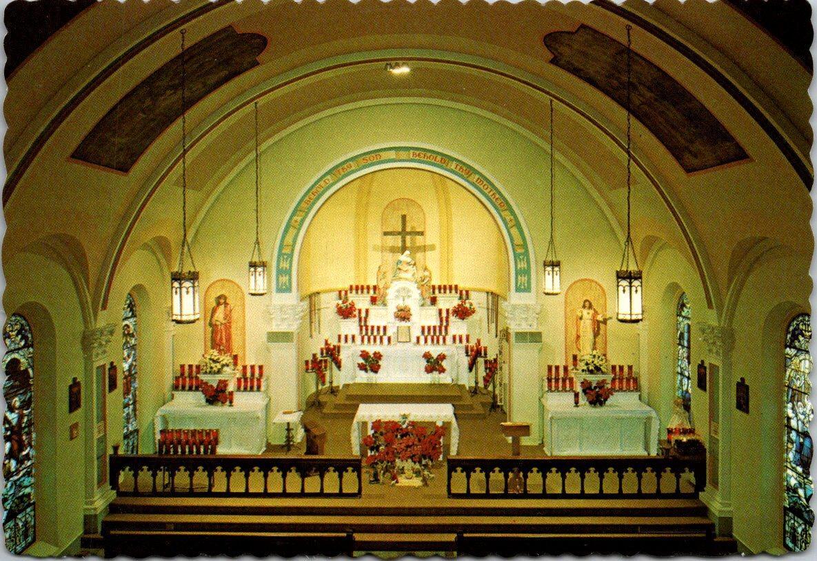 Vtg Bellevue Ohio, Sorrowful Mother Shrine, Chapel Sanctuary Postcard Unposted