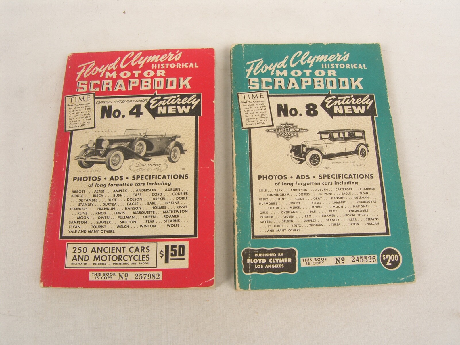 Lot of 2-Floyd Clymer’s Historical Motor Scrapbook Numbers 4 & 8 Books VG Cond.