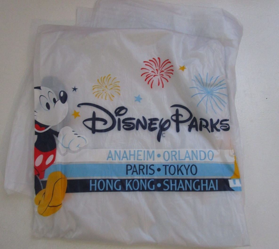 New Disney Parks Child Rain Poncho w Hood PVC Mickey Fireworks Park Names