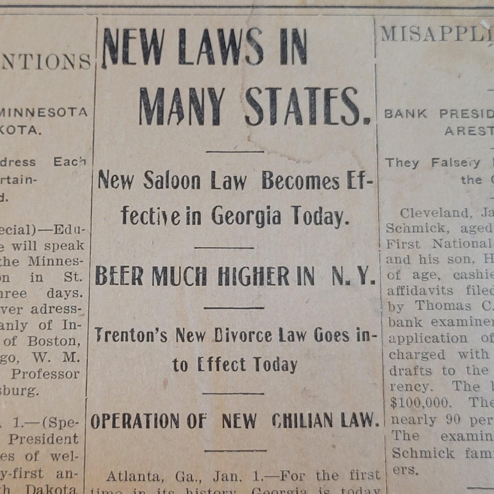 1908 Newspaper Page New Years Georgia Prohibition, KY Govn Goebel Murder Case 1908 Newspaper Page New Years Georgia Prohibition, KY Govn Goebel Murder Case