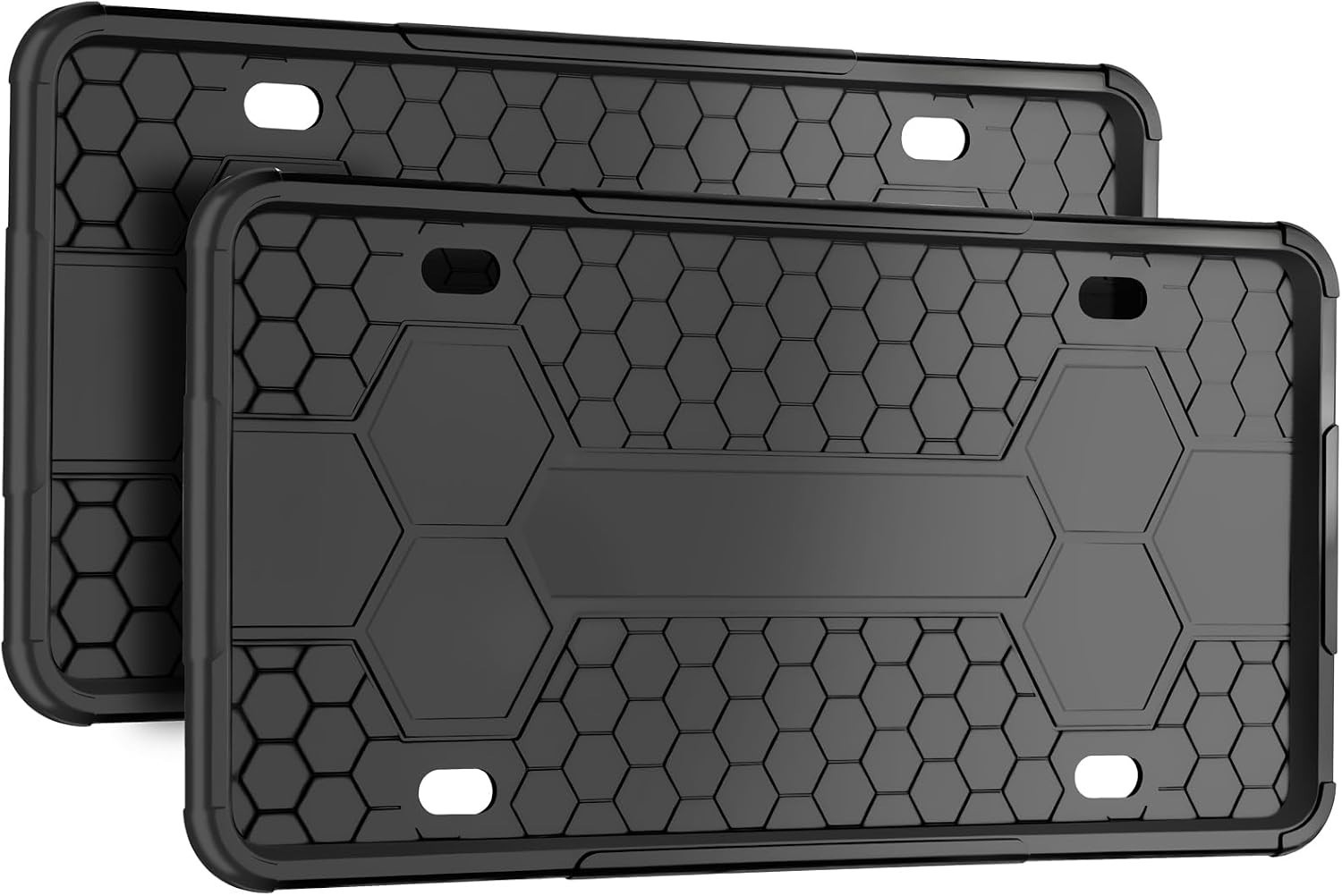 2Pack Premium Matte Black Silicone License Plate Frames, License Plate Holder...
