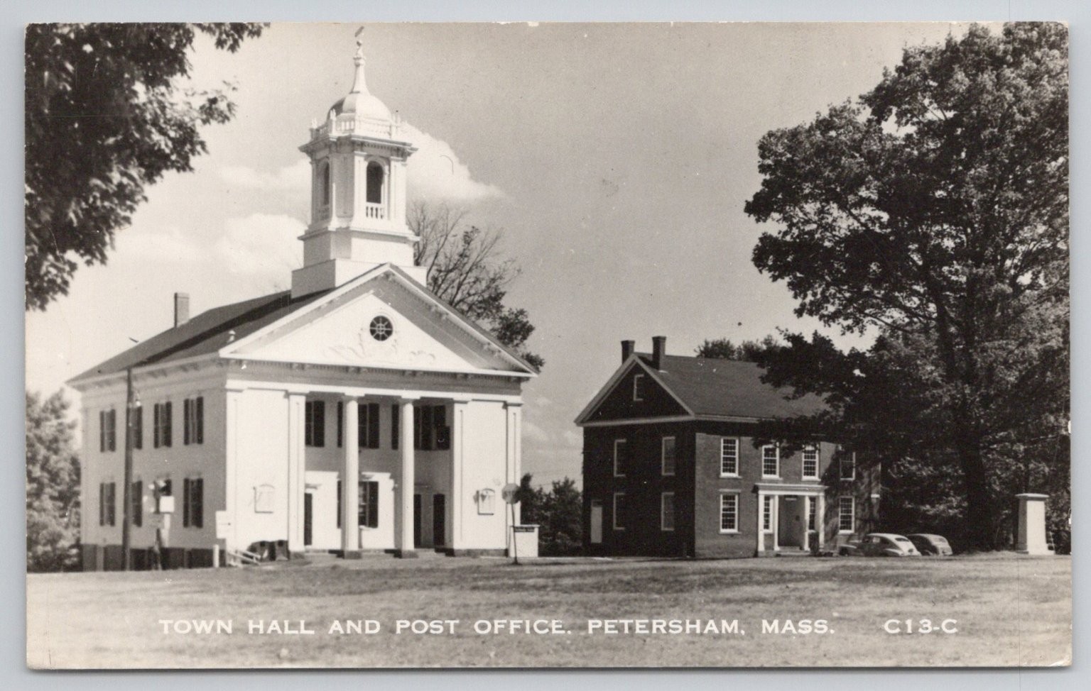Petersham, MA Town Hall & Post Office Kodak Real Photo Postcard RPPC C13-C