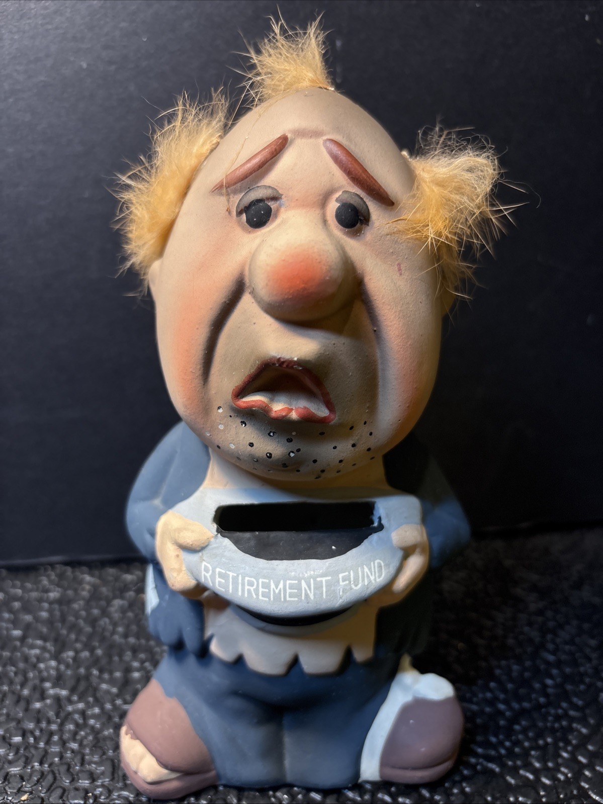 VTG 1960’s Old Man Retirement Fund Bank Japan Ceramic Chalk Ware Humor Great Con