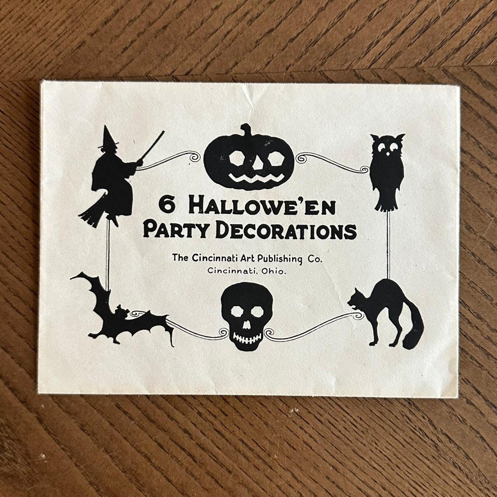 Vtg Cincinnati Art Publishing Co Halloween Party Decorations Paper Envelope RARE
