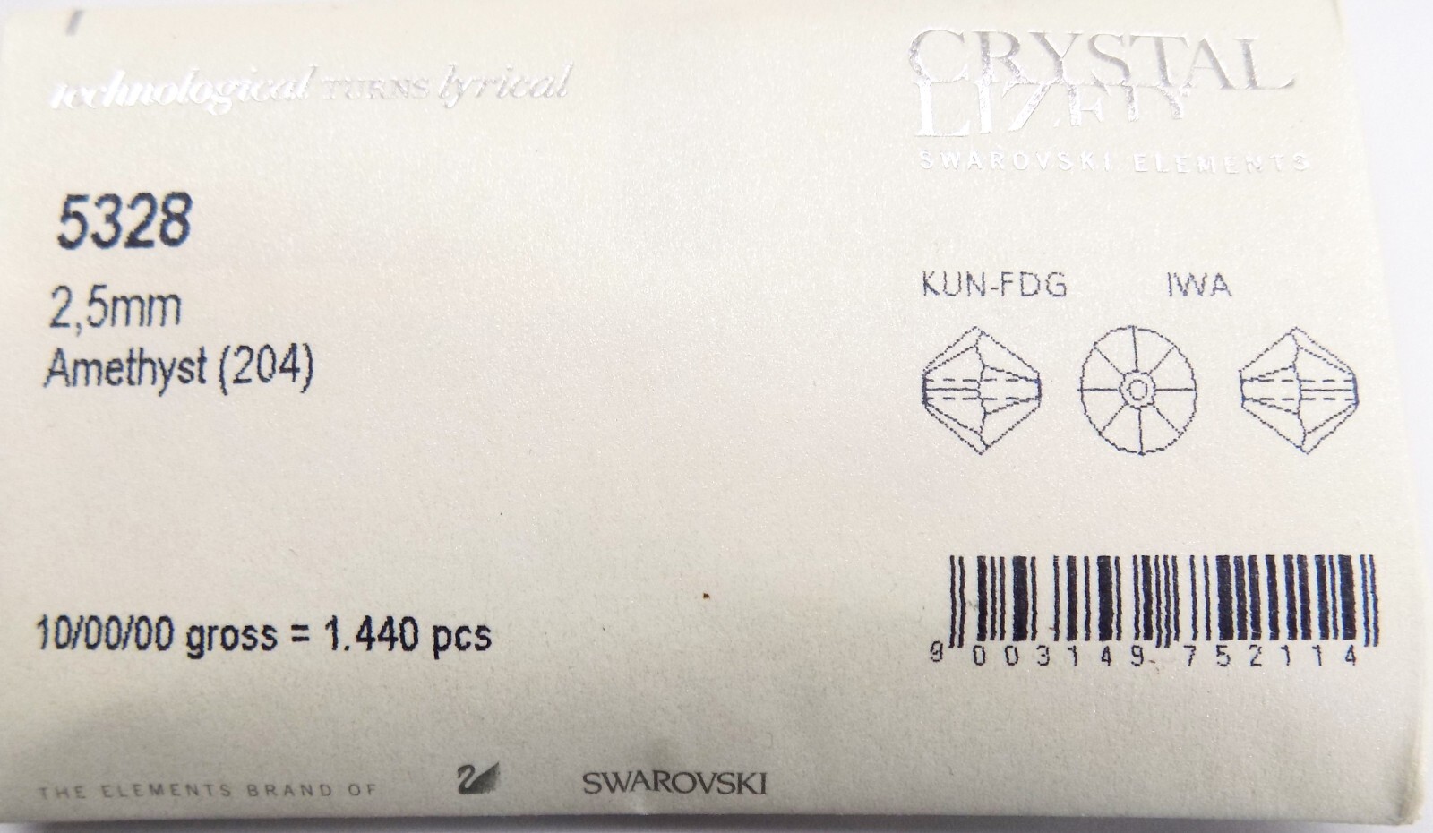 1440 Pc Factory Pk REAL Swarovski 5328 2.5mm Bicone Amethyst (204)