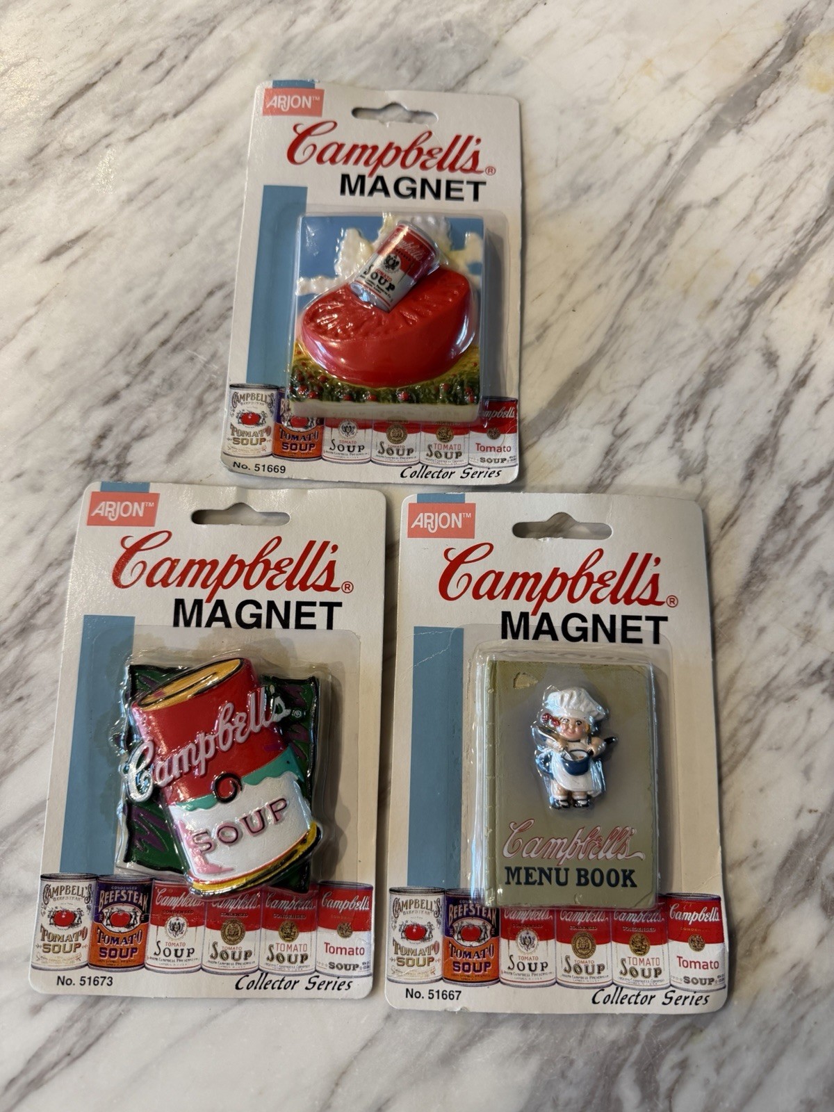 Vintage 1997 Campbell’s Soup Magnet Lot of 3 Arjon Collector Series New Sealed