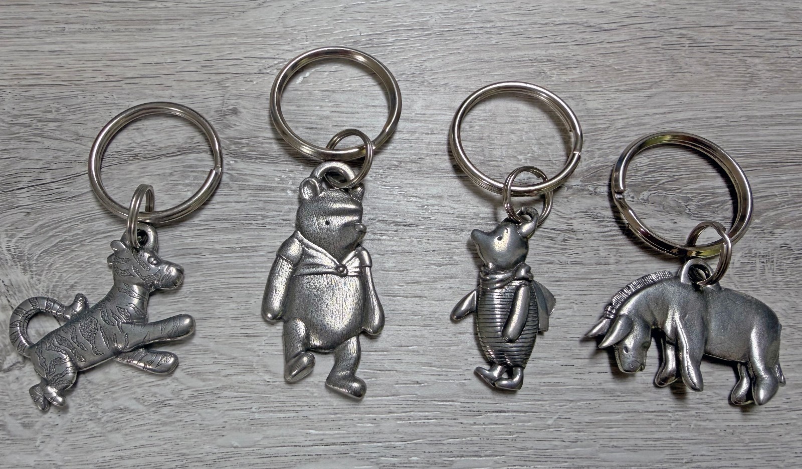 Lot of 4 Vintage Danforth Pewter Classic Winnie the Pooh Keychains New Condition