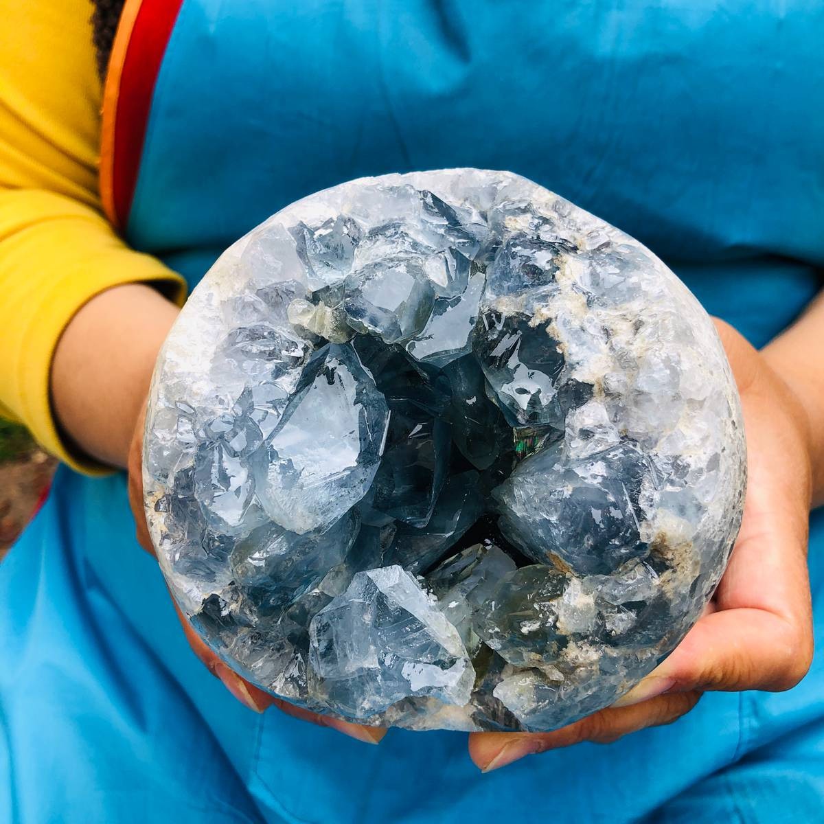 4.95LB Top natural blue crystal cave quartz crystal cave mineral specimen 4503