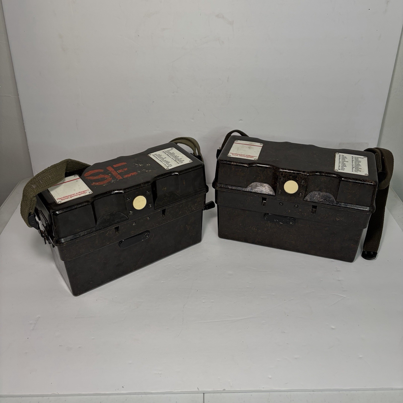 Pair 1962 1963 Standard Elektrik Lorenz German Military Field Phones Vintage
