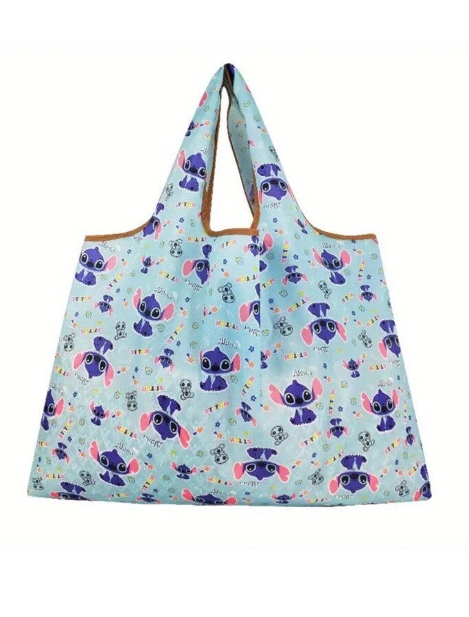 Disney Leo & Stitch Large Capacity Blue Bag (23” W X 27” H) With Matching Pouch