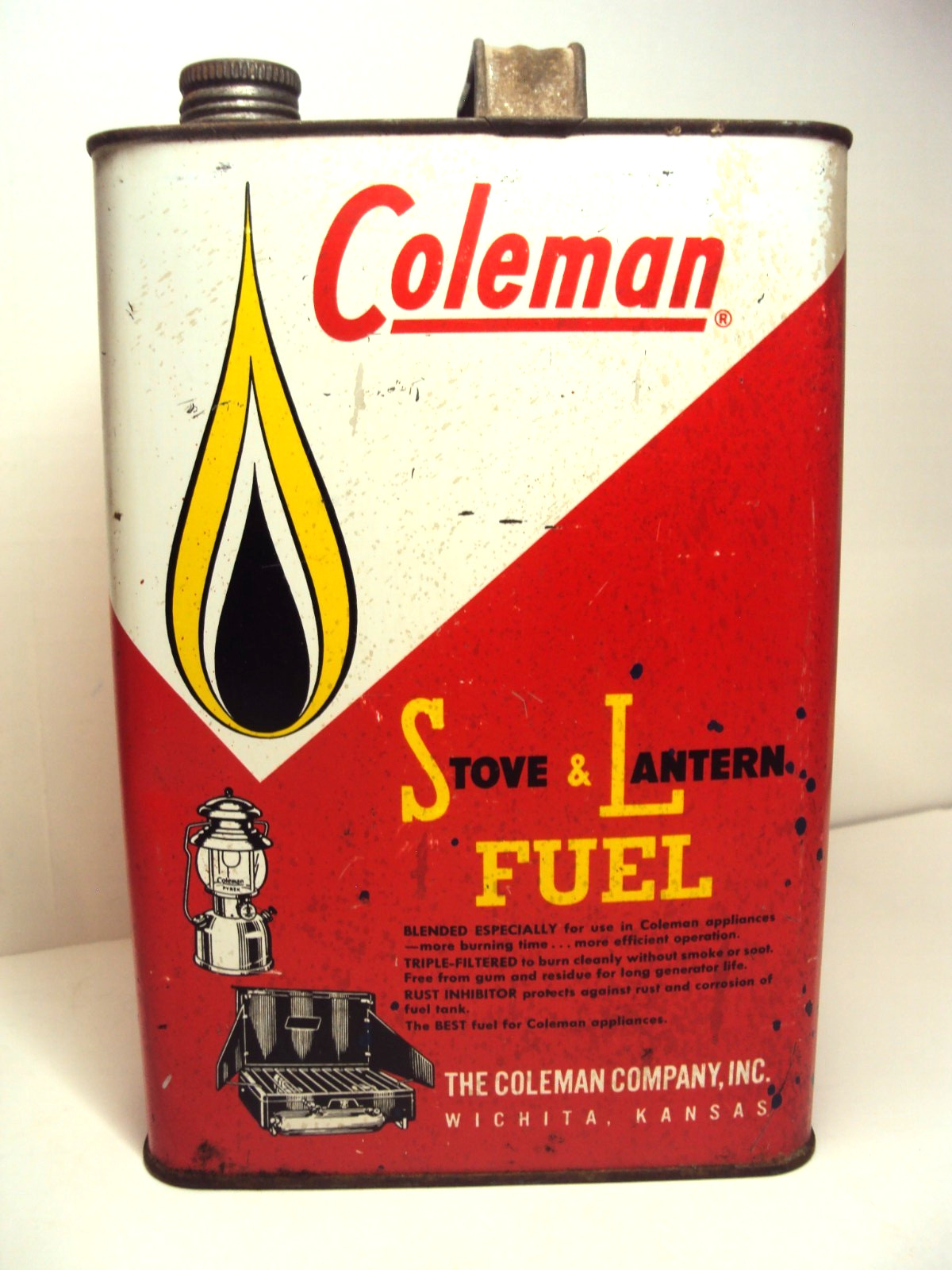 Vintage 1963 Coleman Stove & Lantern Fuel 1 Gallon Can Especially Blended.