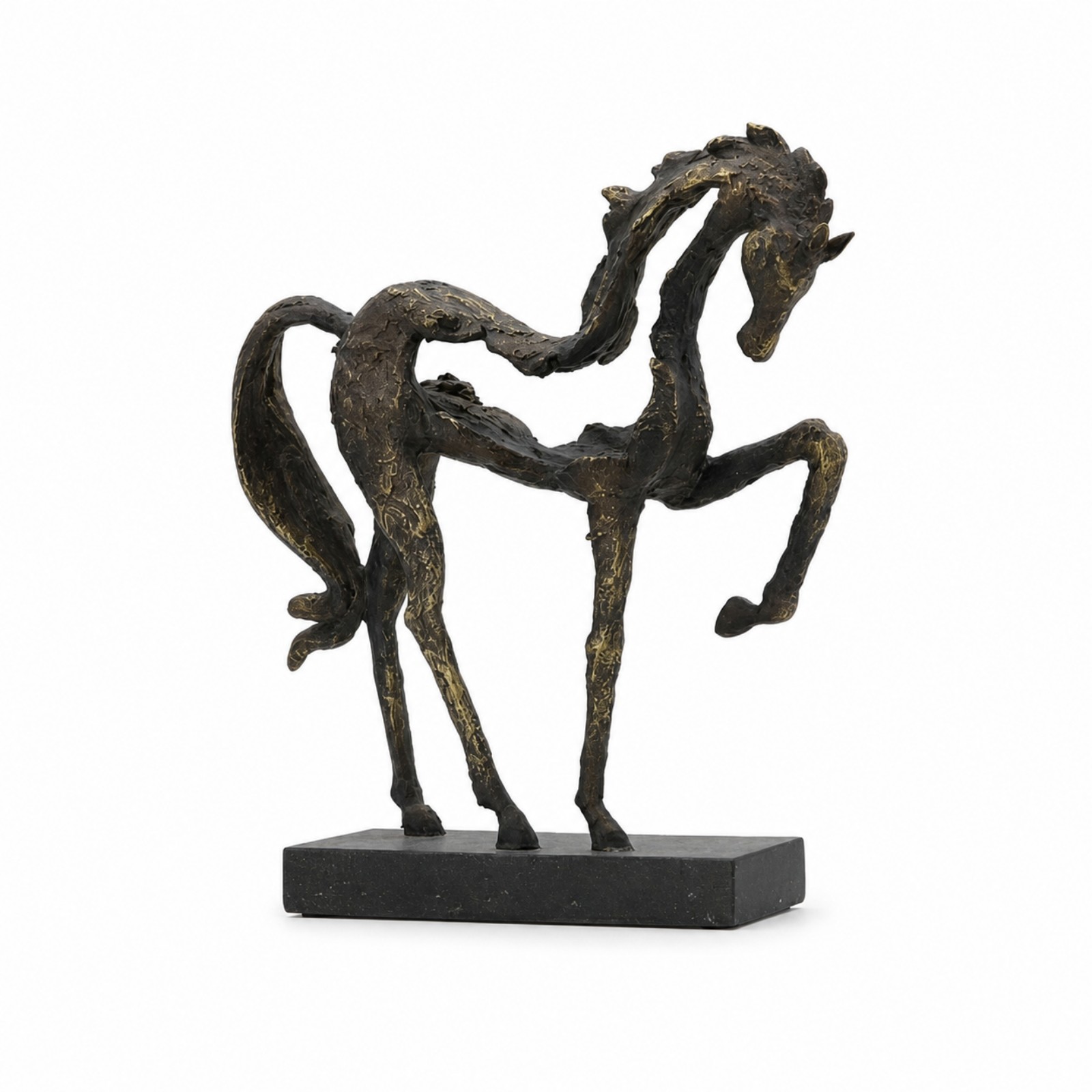 Horse Sculpture with Base Artisanal Rearing Horse Statue Elegant