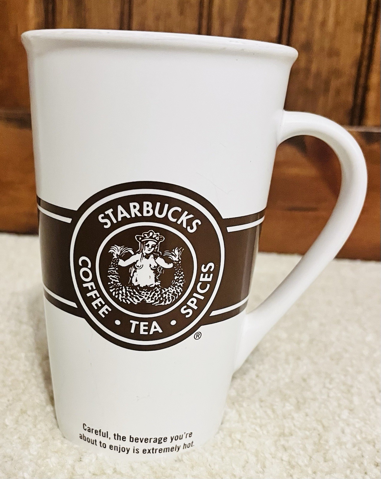 Starbucks Coffee Tea Spices 2008 Old Original Siren Logo 16 Ounce Tall Mug Used.