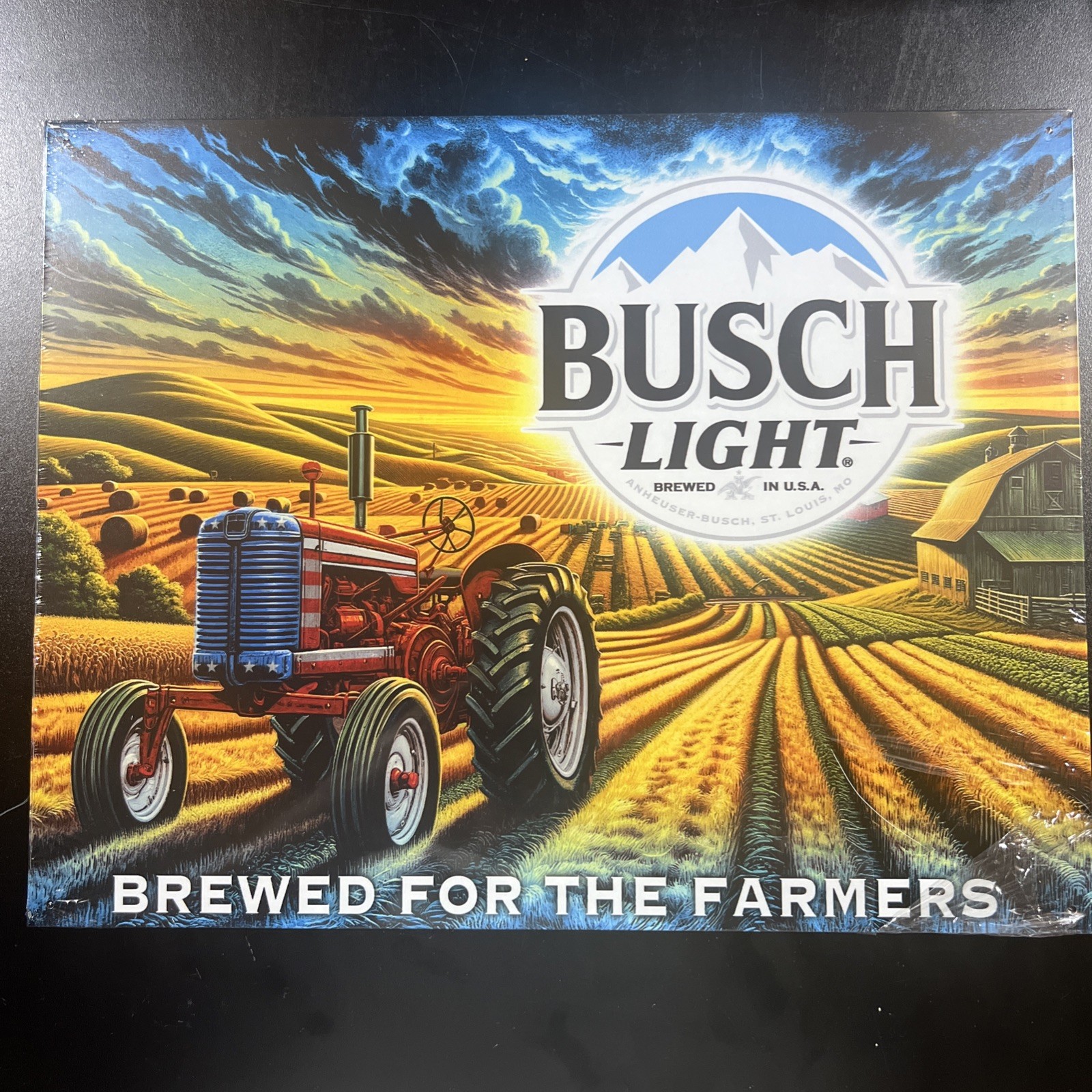 Bush Light Brewed In The Usa Brewed For The Farmers Sleek New Metal Sign ￼￼