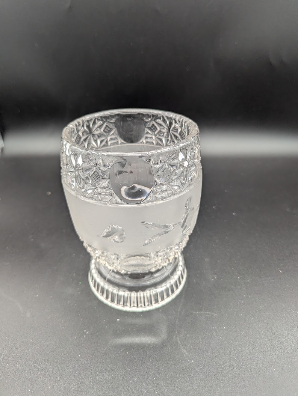 Antique O\'Hara EAPG Lens And Star Clear Glass Frosted Celery Vase Antique O\'Hara EAPG Lens And Star Clear Glass Frosted Celery Vase