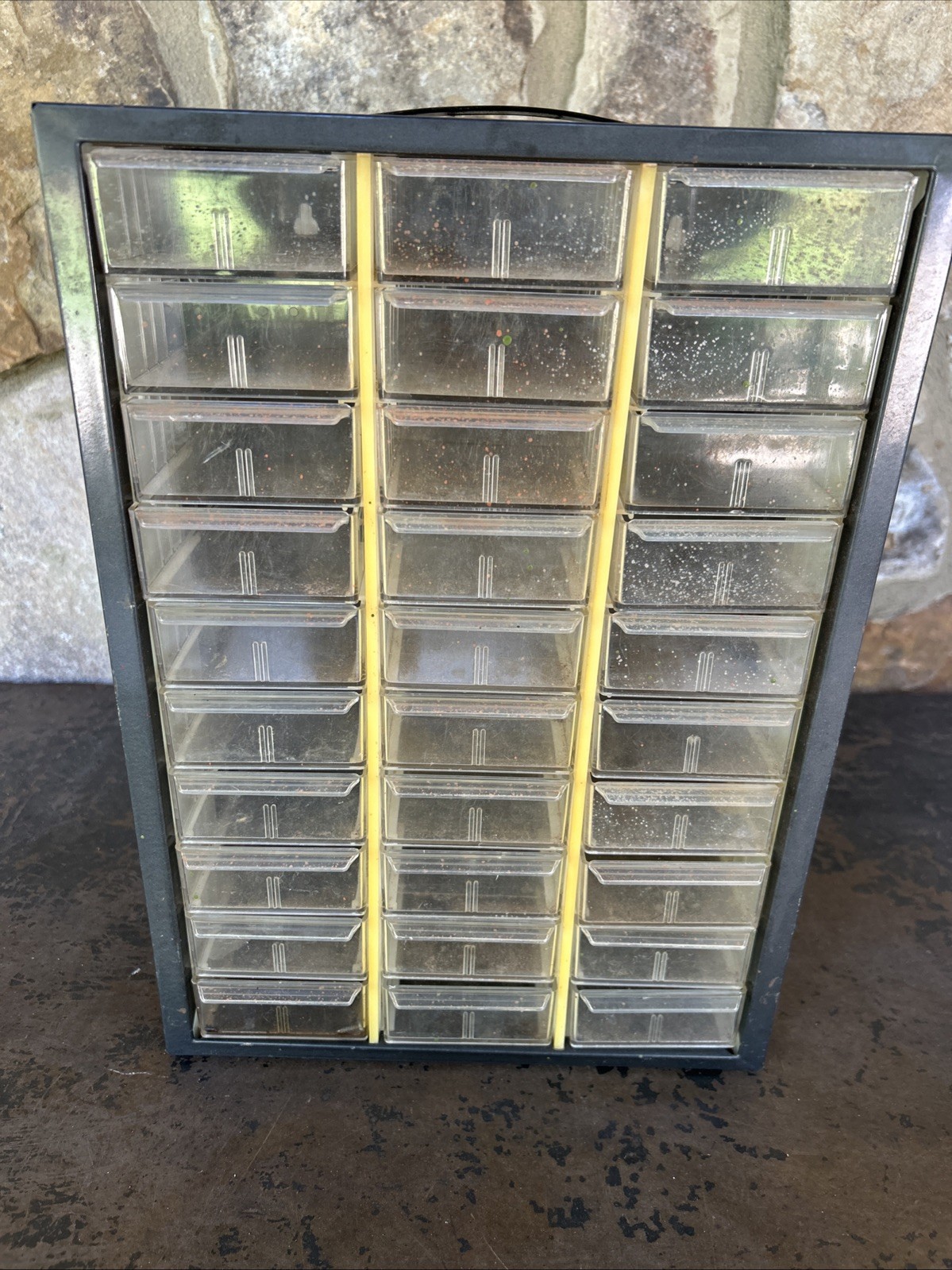 VINTAGE ARKO-MILS GRAY METAL PARTS CABINET 30  DRAWERS CRAFTS WORKSHOP  USA