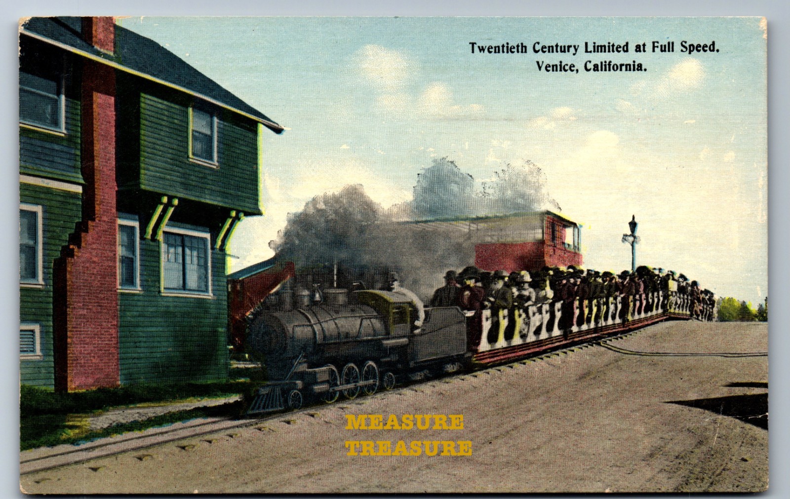 C.1913 VENICE, CA 20TH CENTURY LIMITED AT FULL SPEED TRAIN RR Postcard Q26