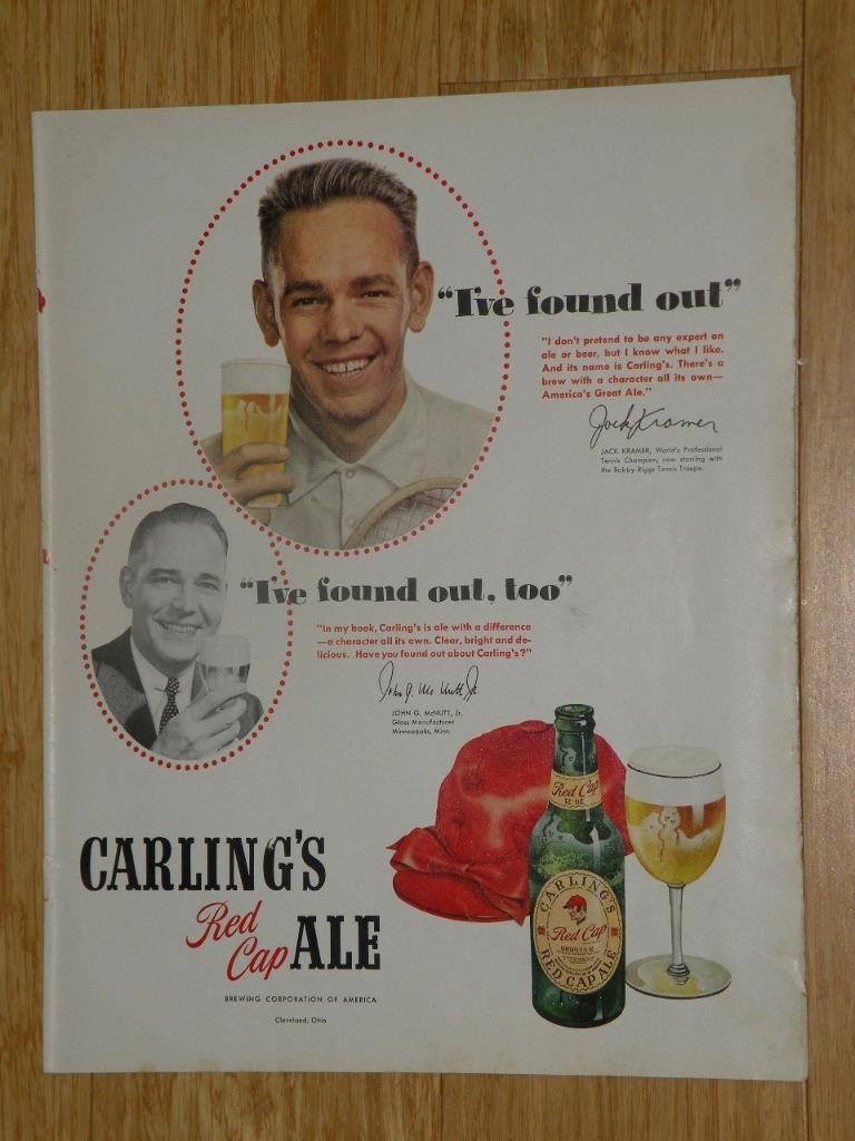 Magazine Ad* - 1948 - Carling\'s Red Cap Ale