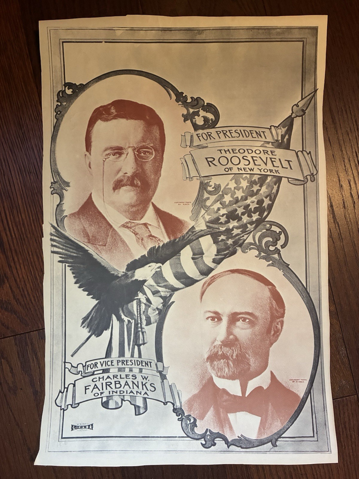 1904 THEODORE ROOSEVELT & CHARLES FAIRBANKS PRESIDENTIAL CAMPAIGN POSTER 1904 THEODORE ROOSEVELT & CHARLES FAIRBANKS PRESIDENTIAL CAMPAIGN POSTER