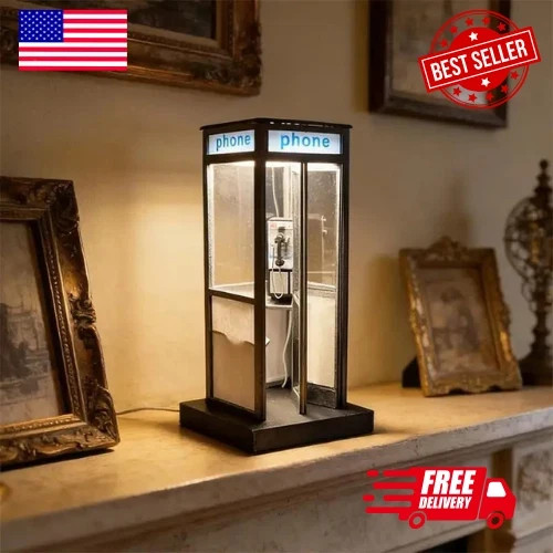 Retro Mini Telephone Booth Night Light for Bedroom & Home Decor US Retro Mini Telephone Booth Night Light for Bedroom & Home Decor US