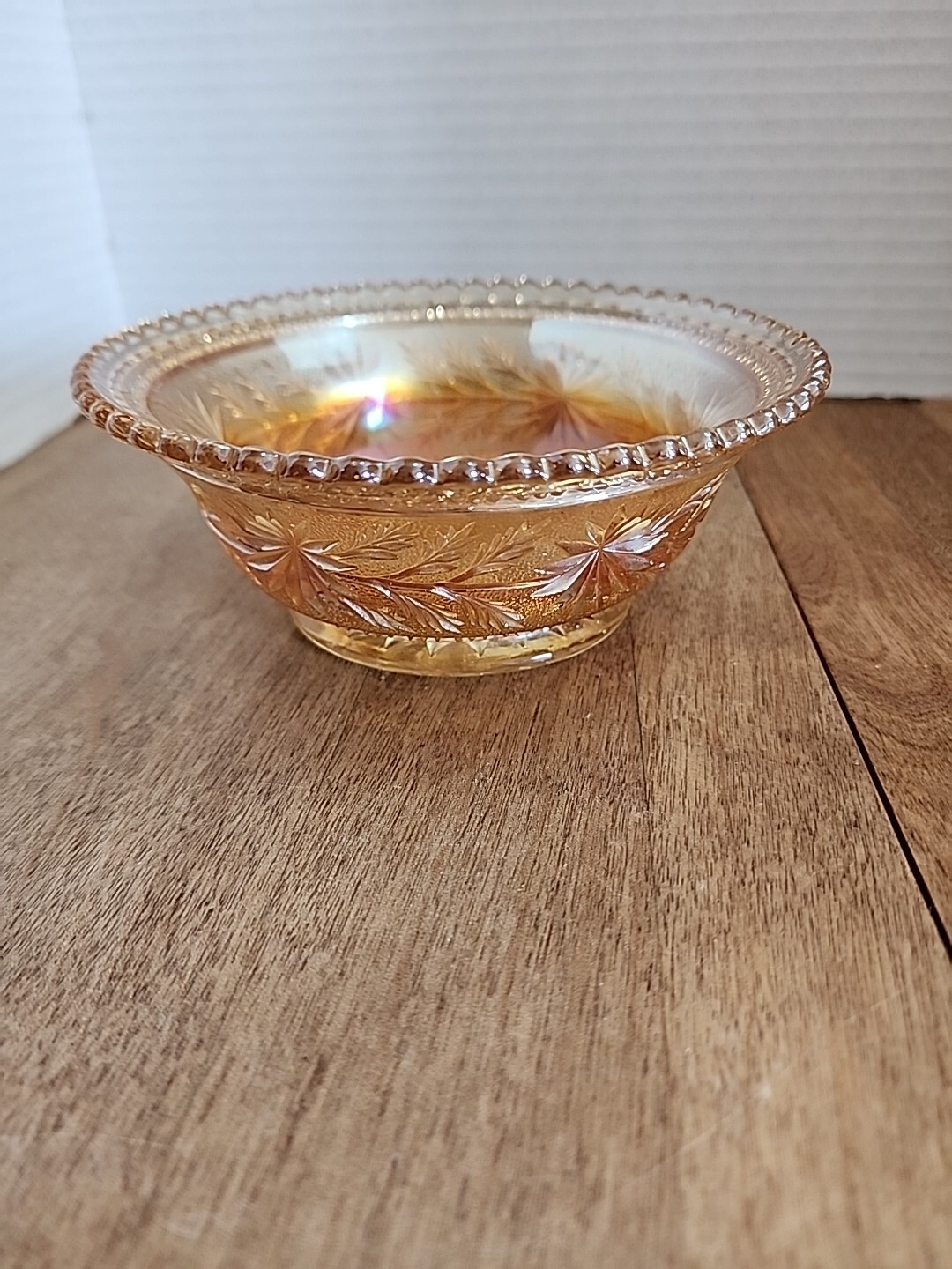 Imperial Glass Star Spray Marigold Carnival Glass Bowl 6\