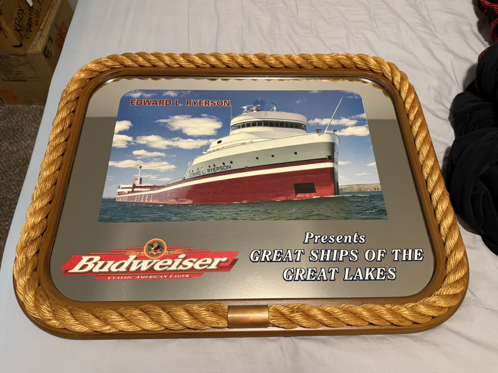 Budweiser Great Ships of the Great Lakes Edward L. Ryerson - Mirror Rope Frame Budweiser Great Ships of the Great Lakes Edward L. Ryerson - Mirror Rope Frame