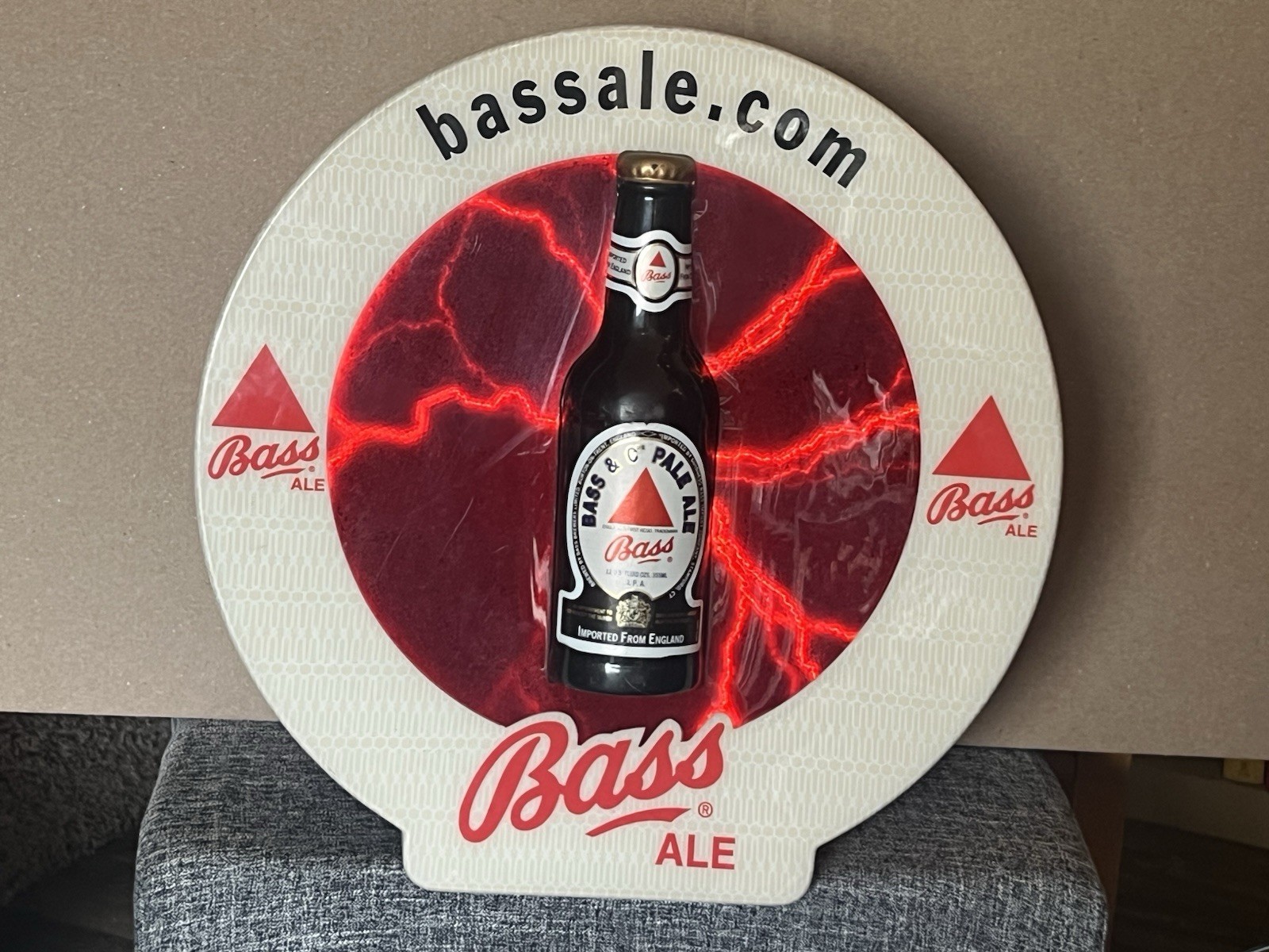 Vintage 1998 BASS Ale Beer Illuminated Sound Activated Plasma Motion Bar Sign